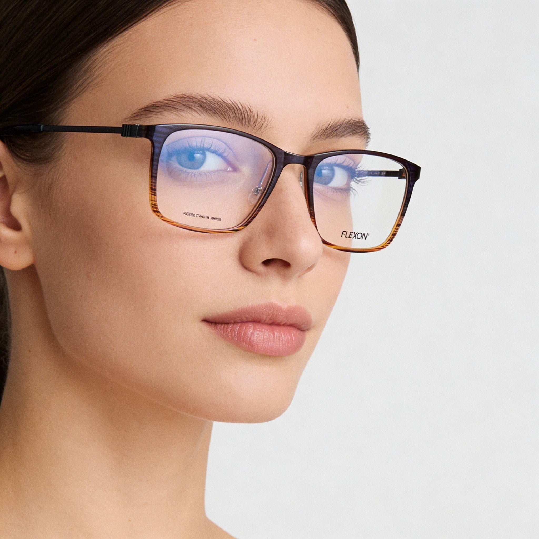 Flexon EP8011 Women's Eyewear with Acetate Frame, Navy Amber Color, 53mm Lens Width, Photo 3
