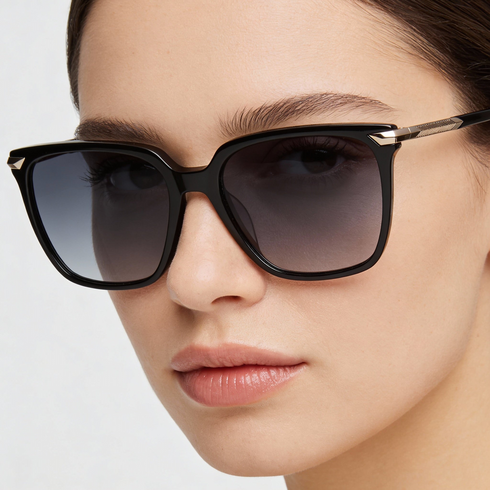 Gafas de sol cuadradas no polarizadas de acetato negro para mujer de Rag & Bone Modern Rnb1066/s, 55 mm, Photo 4