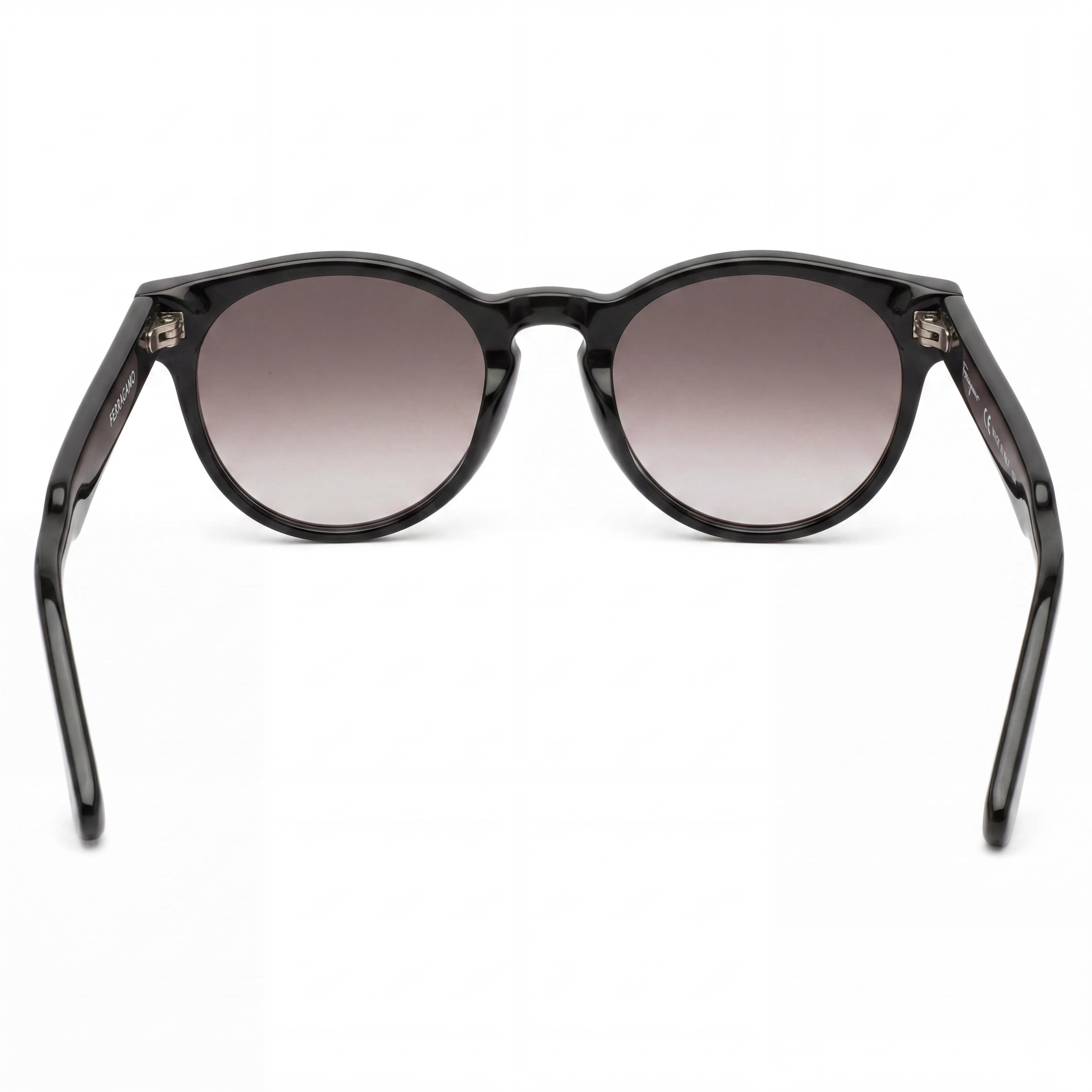 Gafas de sol redondas retro de plástico negro con lentes grises degradadas para mujer Ferragamo SF1068S 52 mm, Photo 3