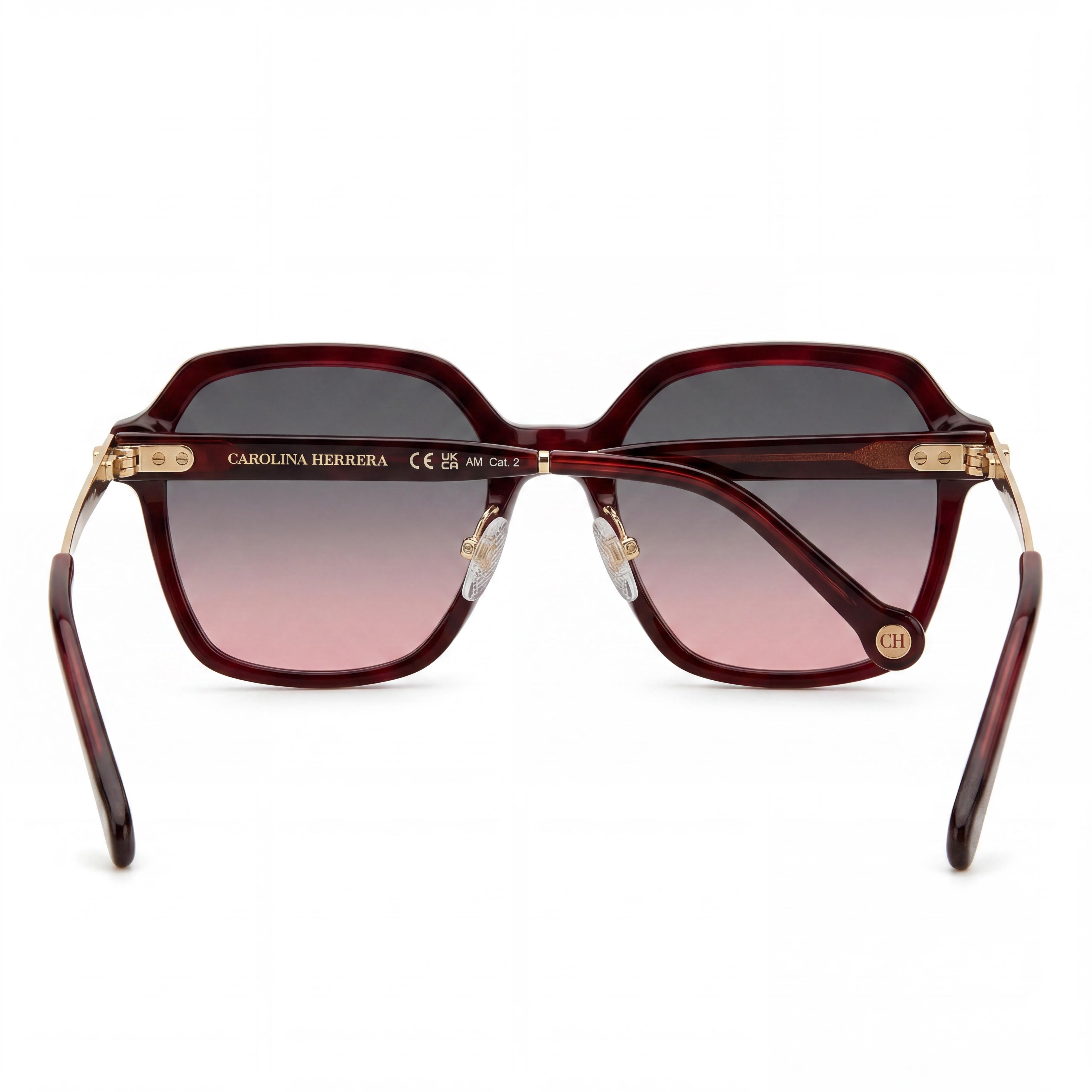Carolina Herrera Essential Women's Light Acetate Sunglasses, Burgundy Havana Brown Frame 55mm, Photo 4