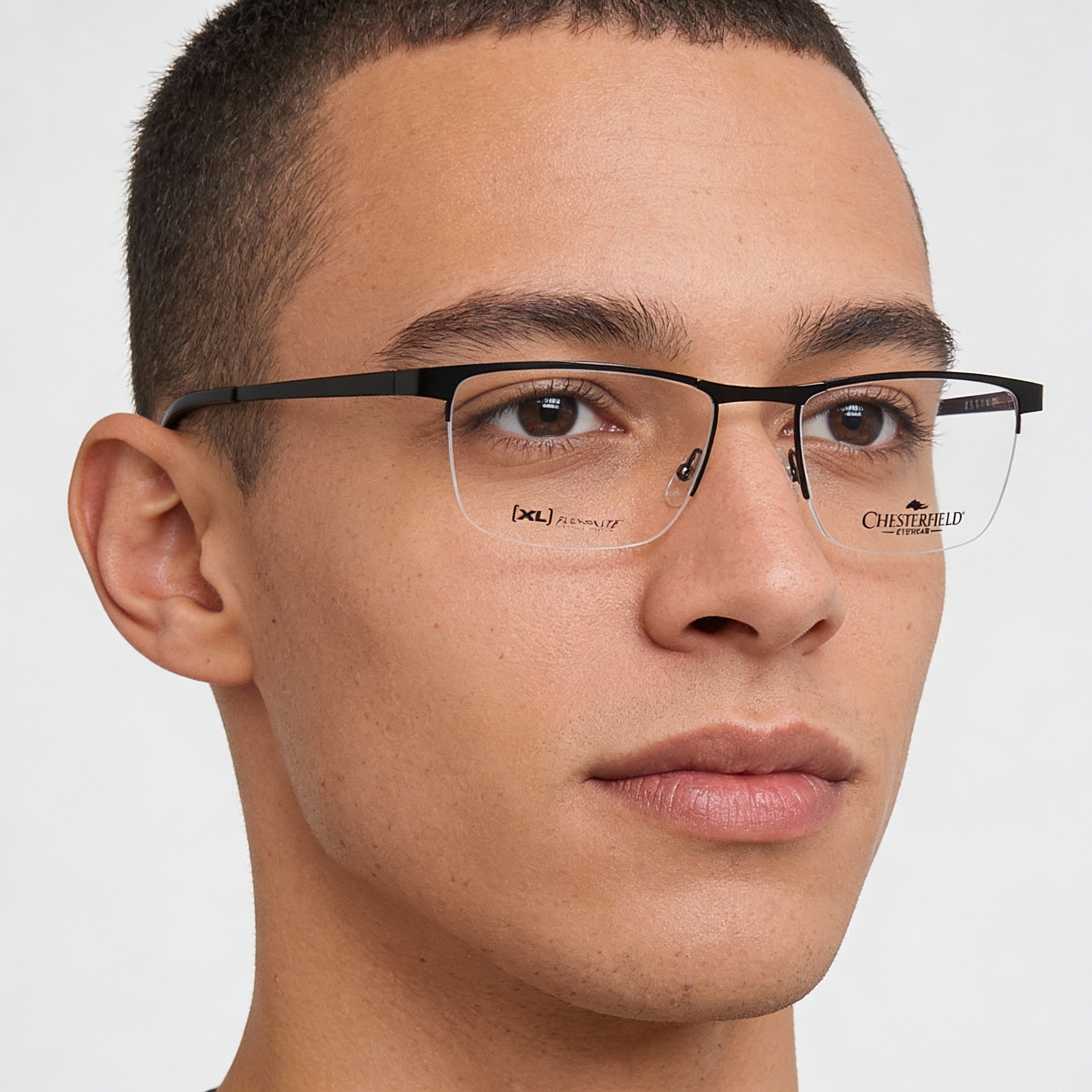 Chesterfield Ch 113xl Men's Black Metal Frame Clear Lens Eyeglasses Size 55-19-150mm, Photo 3