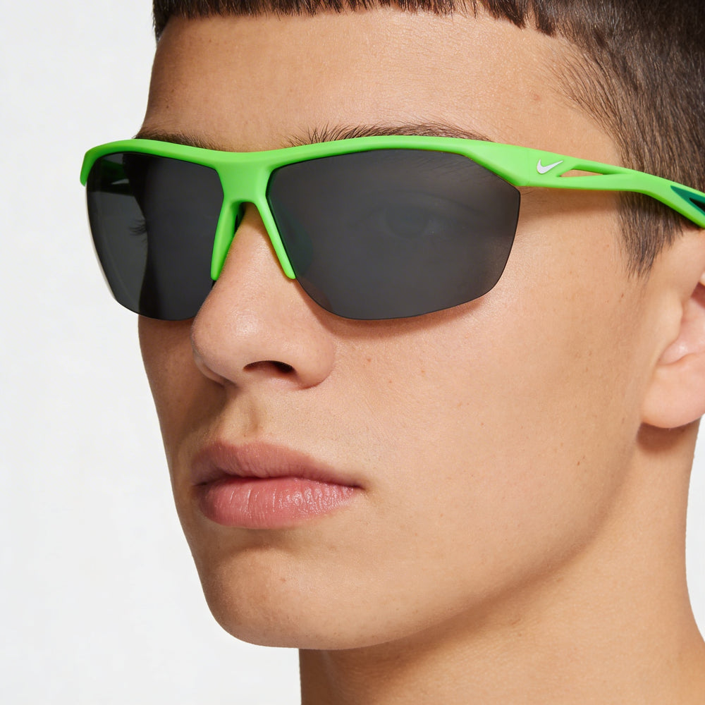 Nike Modern Unisex Sunglasses, Matte Volt Chrome Mirror Lenses, Alloy Steel Frame, 69mm Lens Width