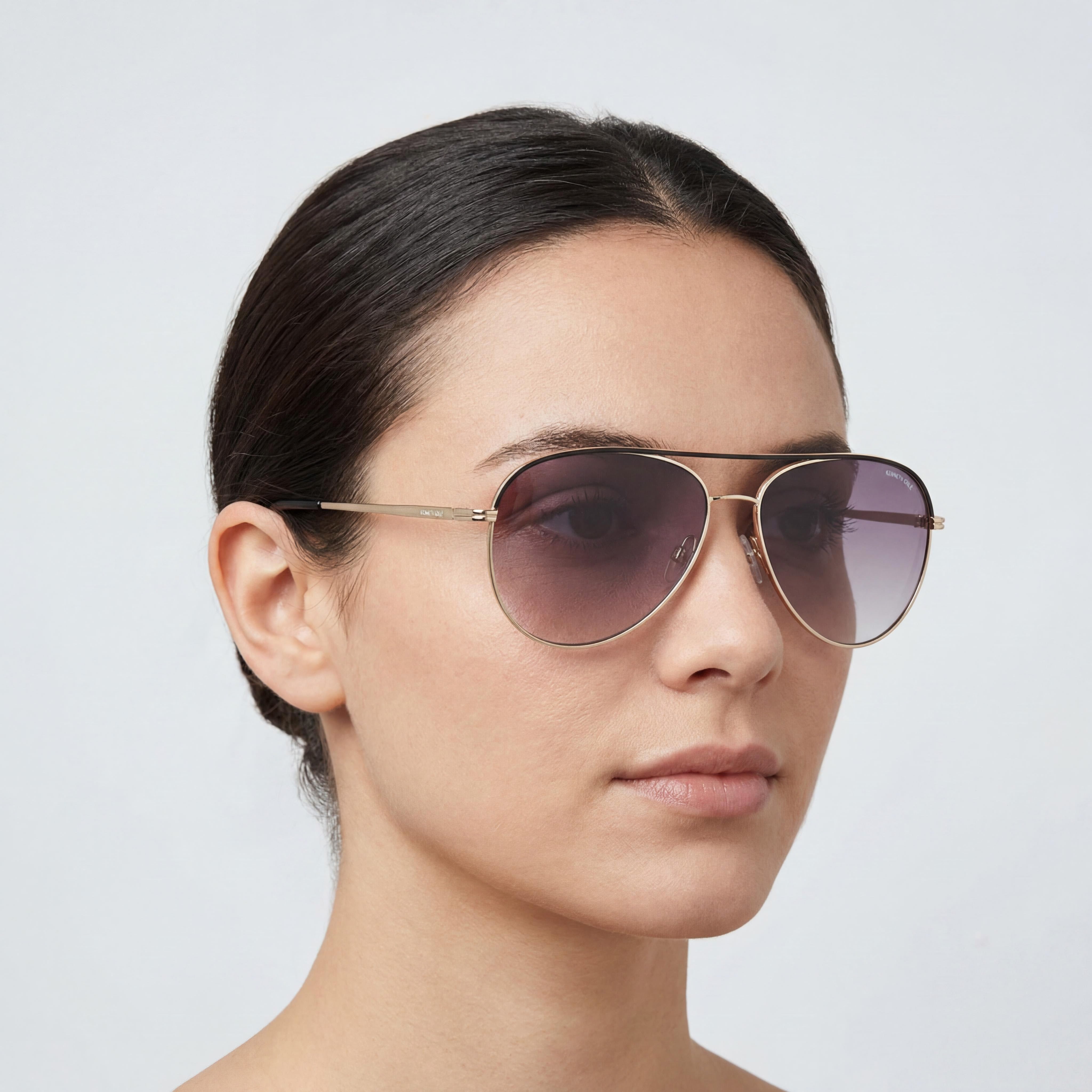 MARCOLIN USA, INC Gafas de sol de aviador para mujer con montura de metal brillante y lentes ahumadas, 100 % protección UV, Photo 4