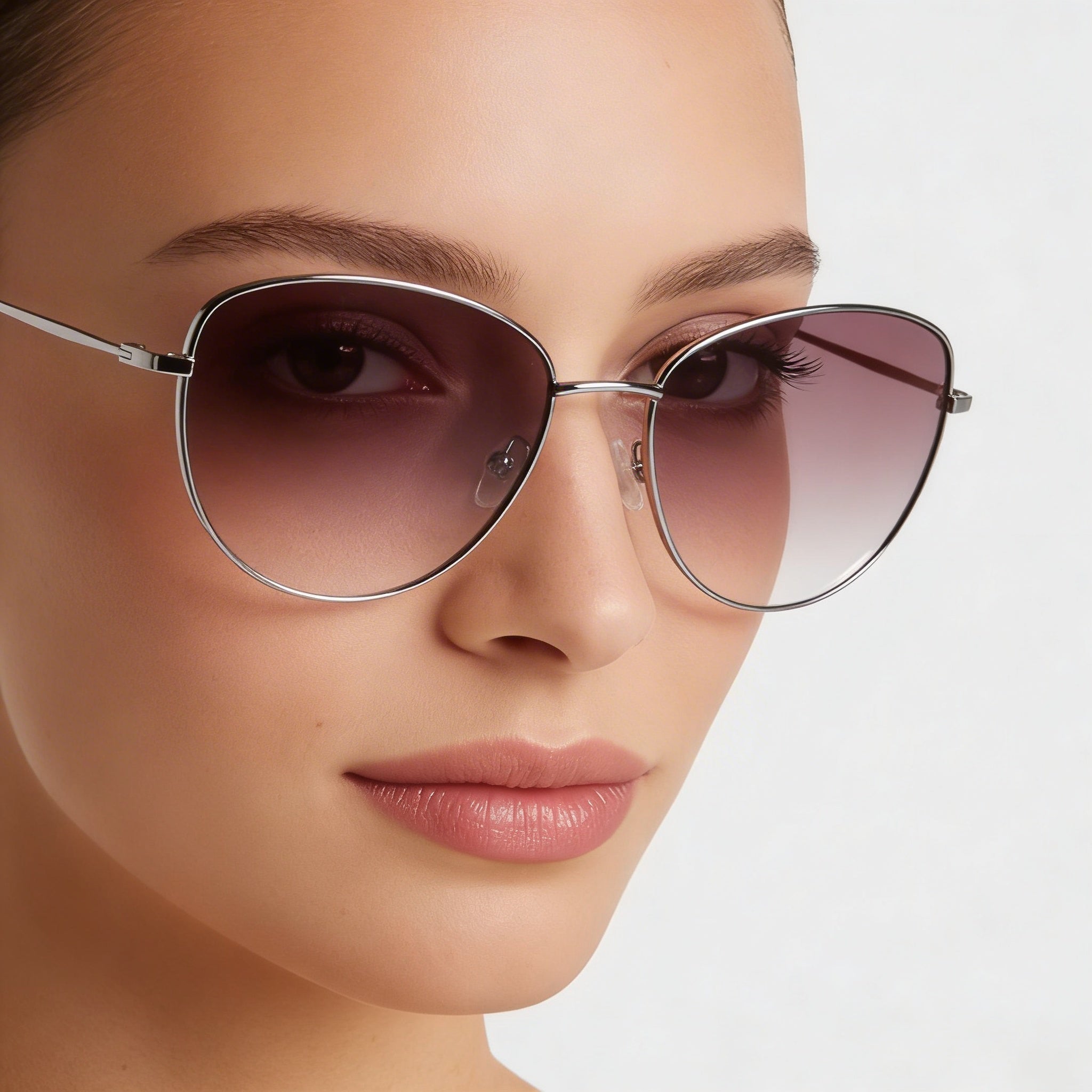 DKNY Women's Plum Metal Frame Sunglasses with Purple Gradient Lenses, 100% UV Protection, 56mm Lens Width, Photo 5
