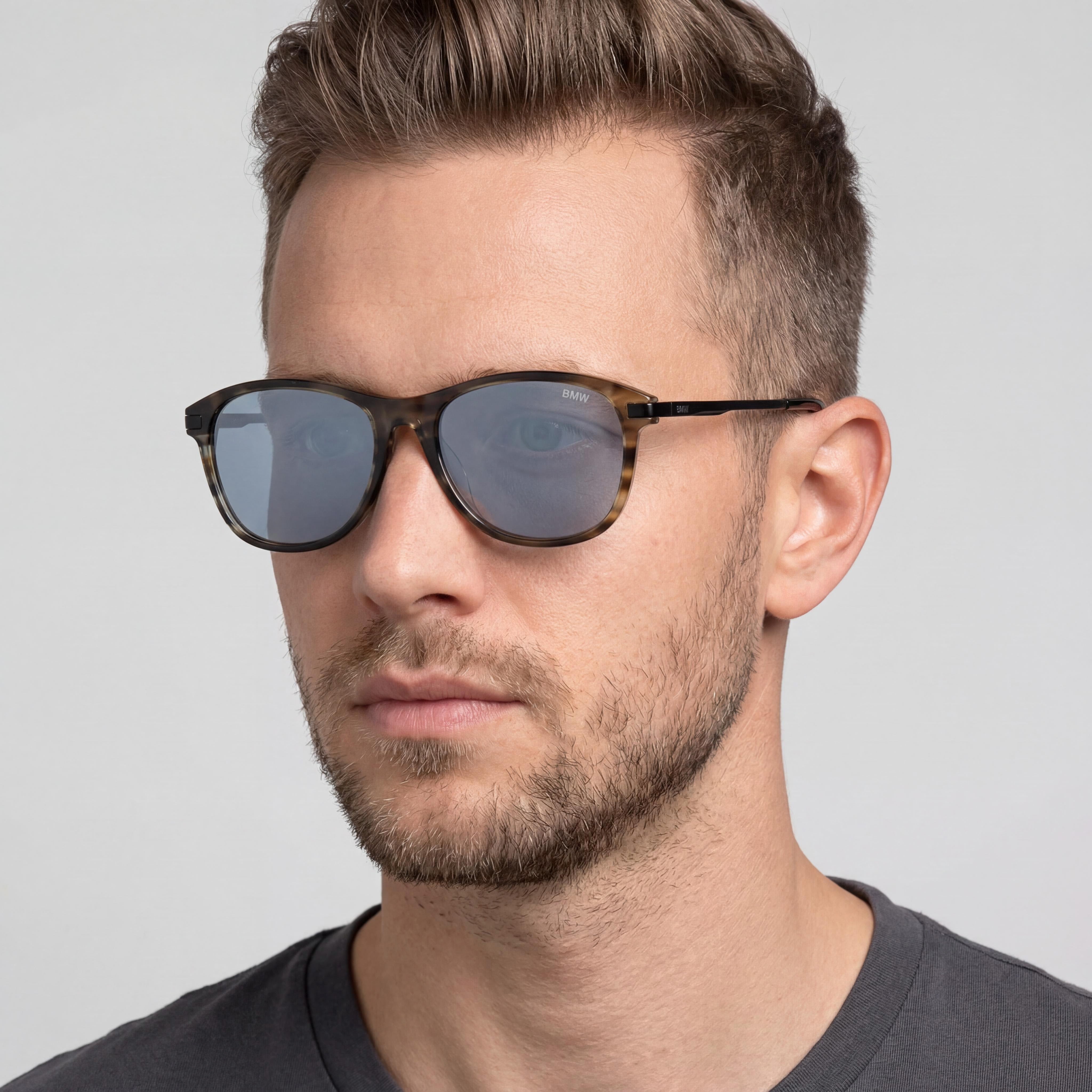 Gafas de sol BMW para hombre, contemporáneas, brillantes, montura de acetato marrón claro, protección UV sin polarizar, 54 mm, Photo 5