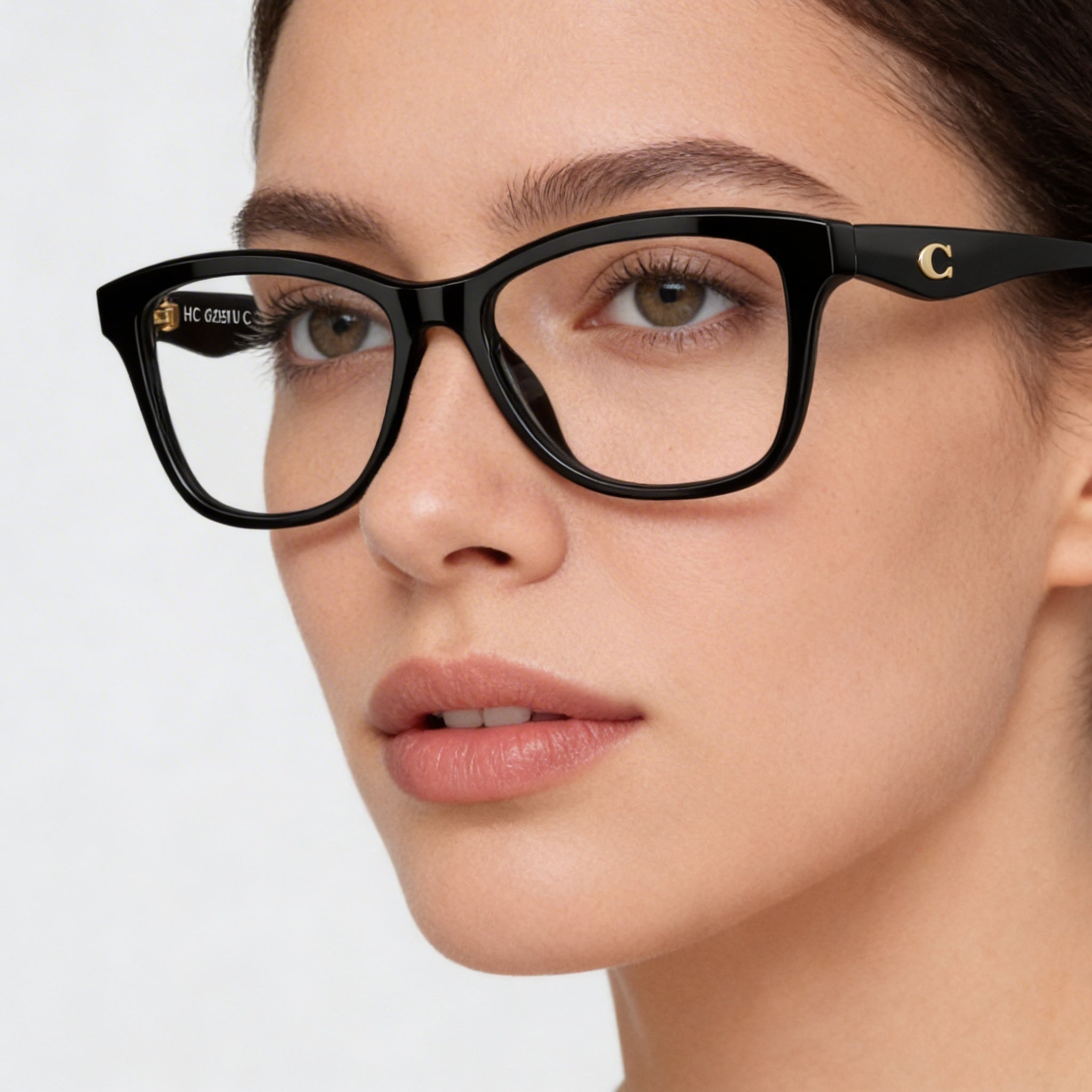 COACH Hc6231u Sculpted C Hardware Universal Fit Women's Black Plastic Prescription Eyeglass Frames 54mm, Photo 4