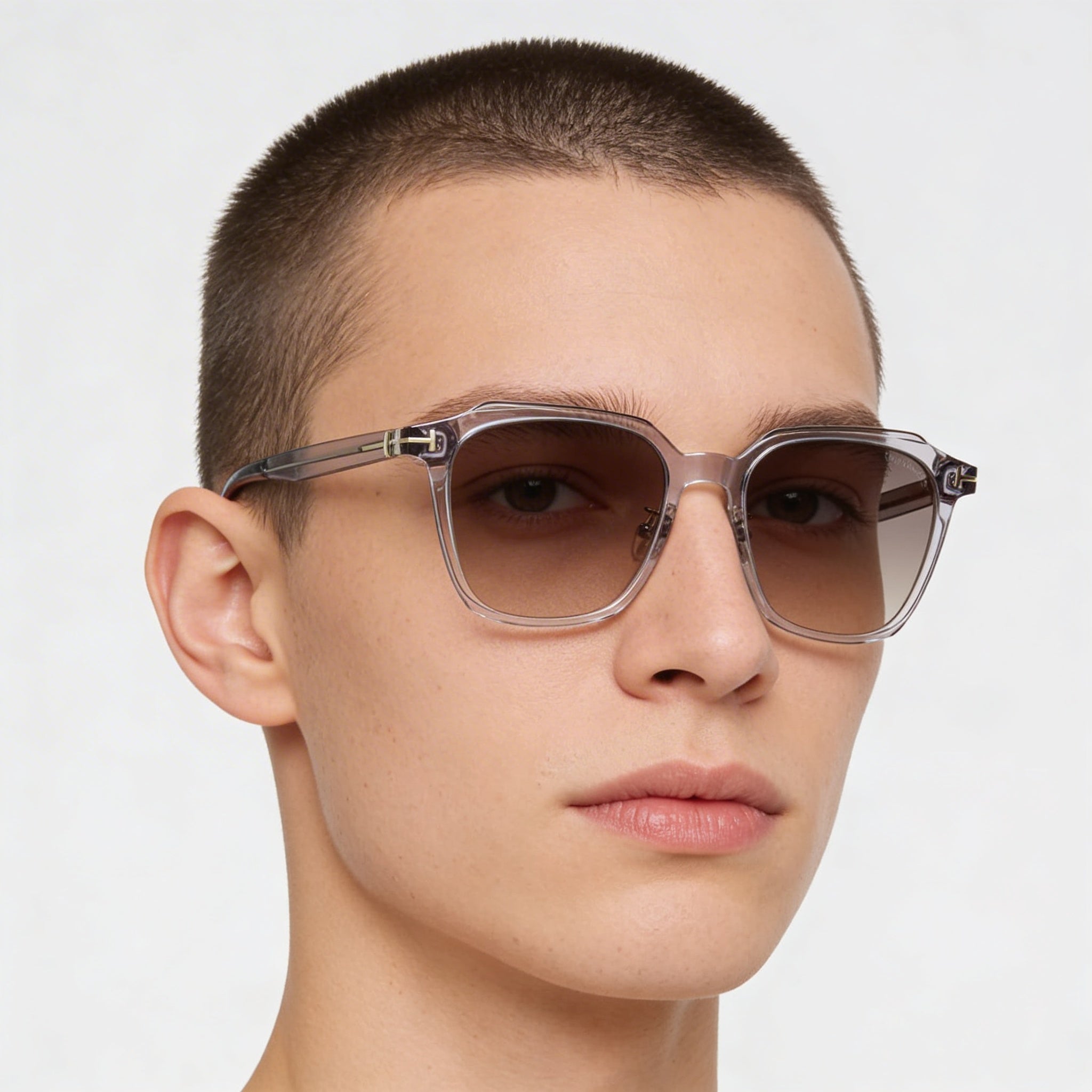 Gafas de sol unisex clásicas Tom Ford con montura de plástico transparente gris y lentes grises, 100% protección UV, 54mm, Photo 3