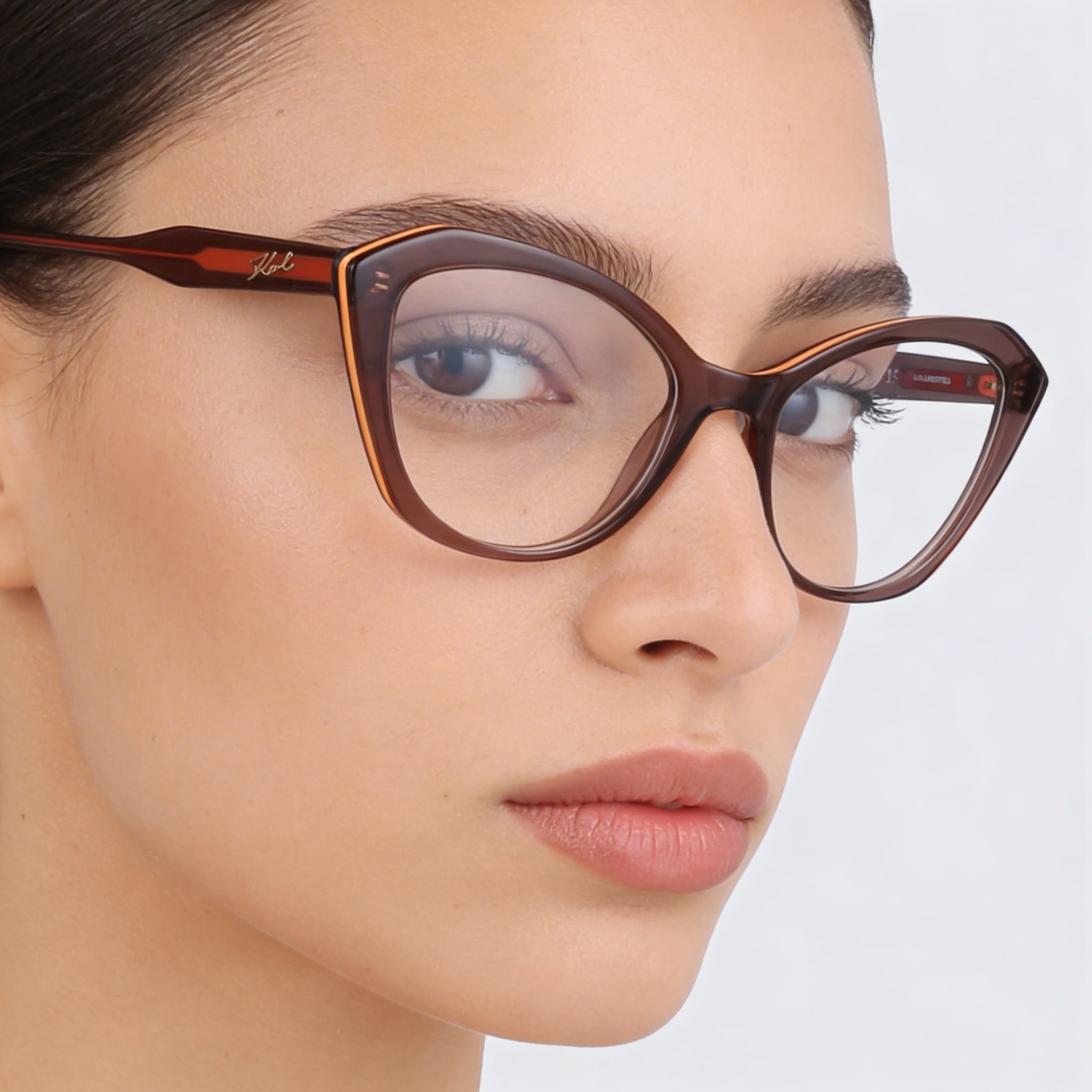 KARL LAGERFELD Modern Women's Brown Injected Frame Eyeglasses with Polycarbonate Lenses 52-19-140mm, Photo 5