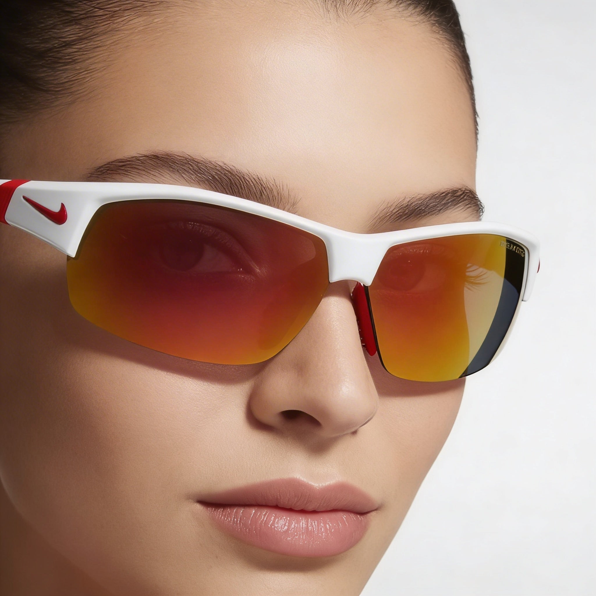 Gafas de sol Nike Modern para mujer, con montura de nailon, lentes de plástico rojas, blancas, grises y espejadas, de 70 mm, Photo 4