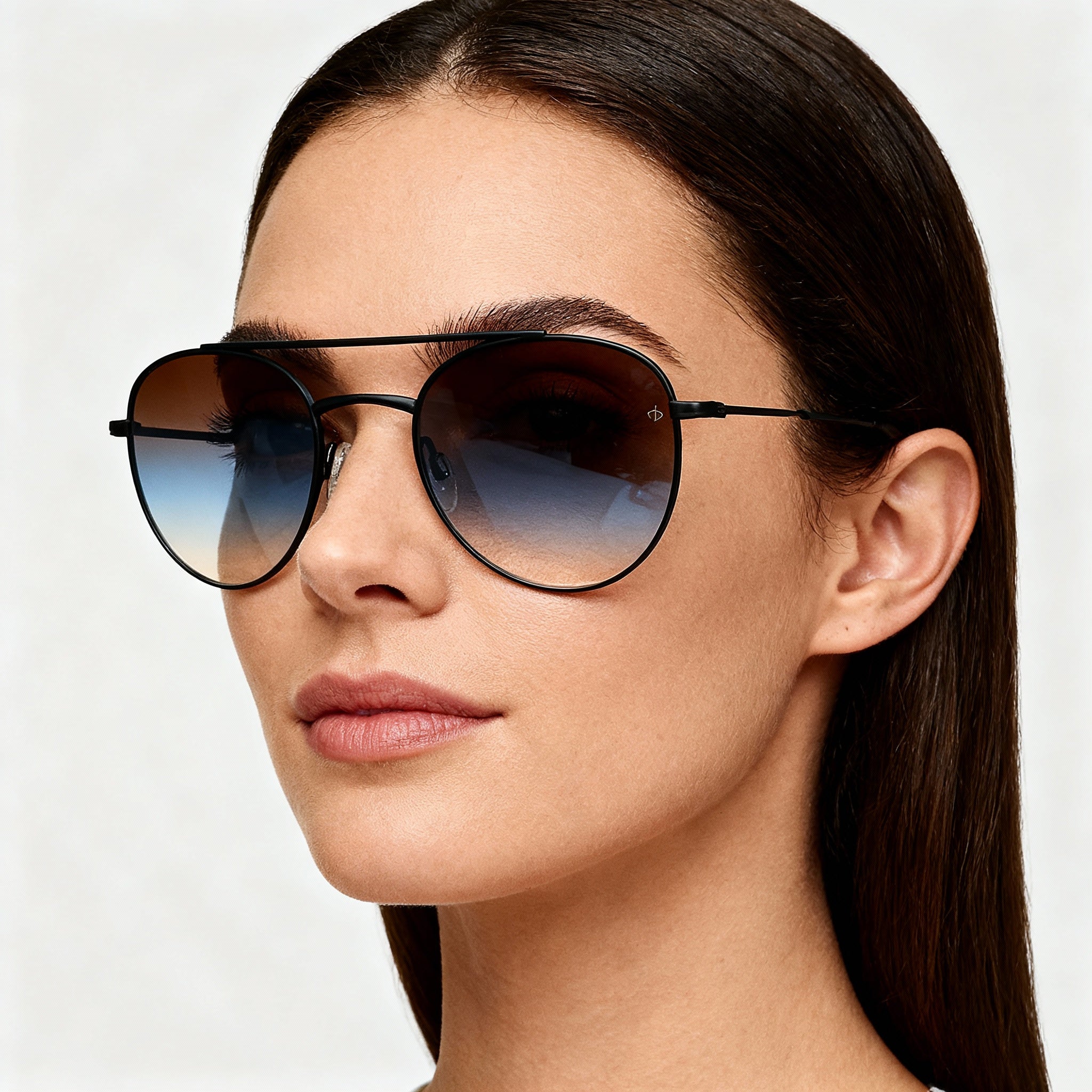 rag & bone Casual Women's Stainless Steel Non-Polarized Sunglasses, Matte Black Brown Frame, Brown Teal Lens 51mm, Photo 3