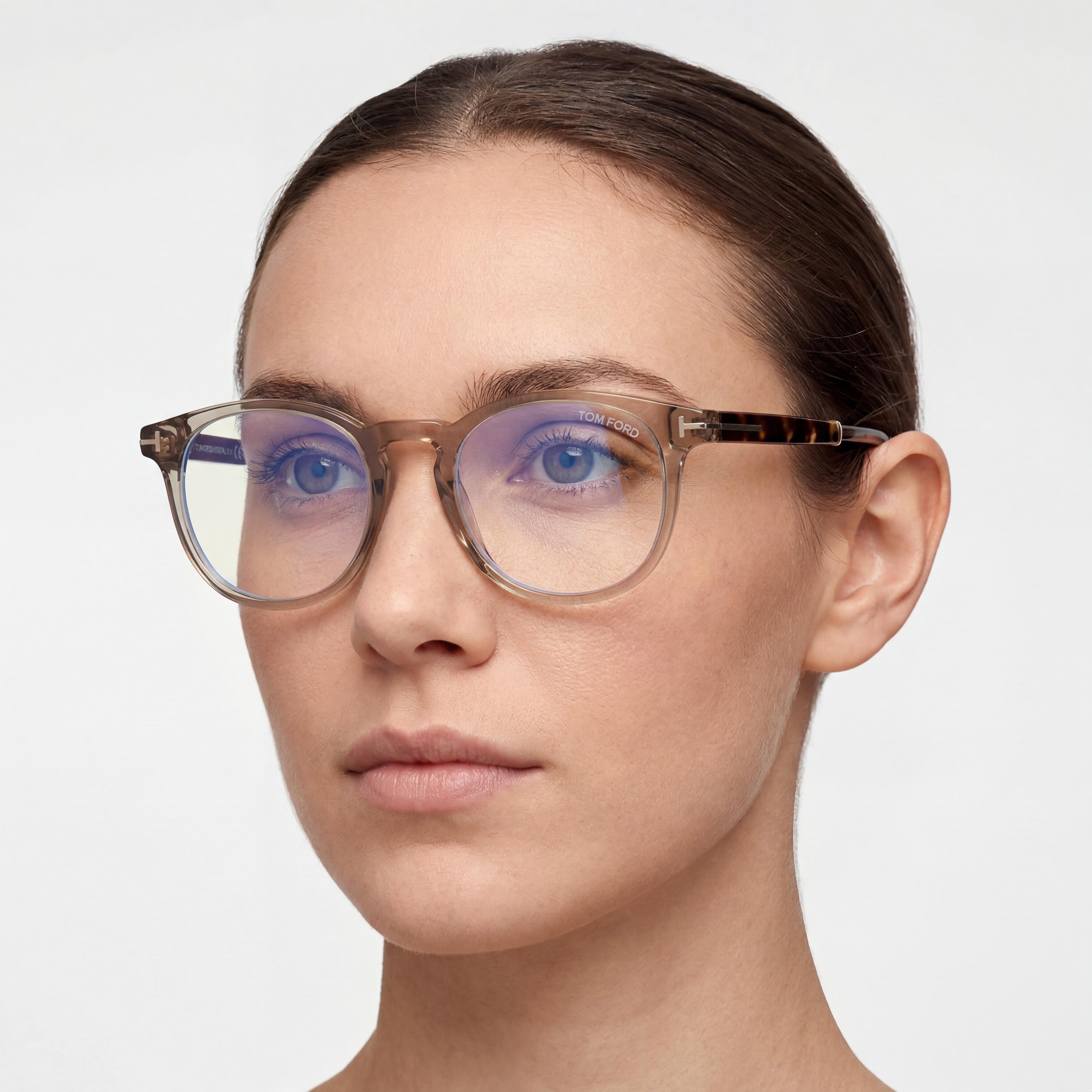 Tom Ford Ft5891-b Gafas para mujer de plástico azul, oro rosa brillante y oliva transparente 2-6-2, Photo 4