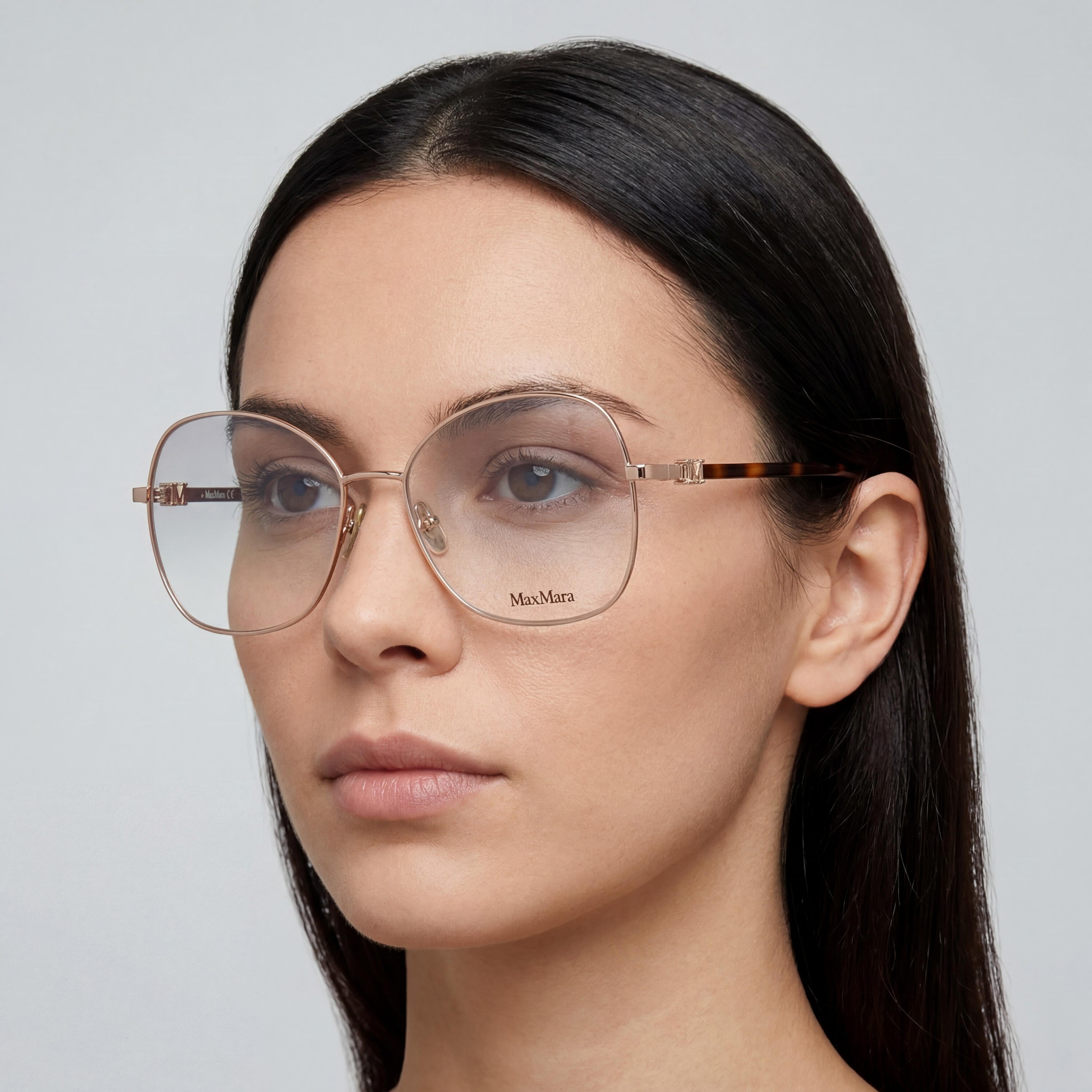 MaxMara Casual Women's Sunglasses with Rose Gold Metal Frame and Transparent Lenses, Size 55mm, Photo 4
