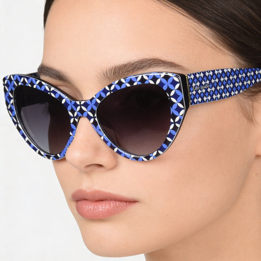 Gafas de sol Kate Spade New York PAISLEIGH/S para mujer, de acetato, con estampado azul y protección UV, 55 mm