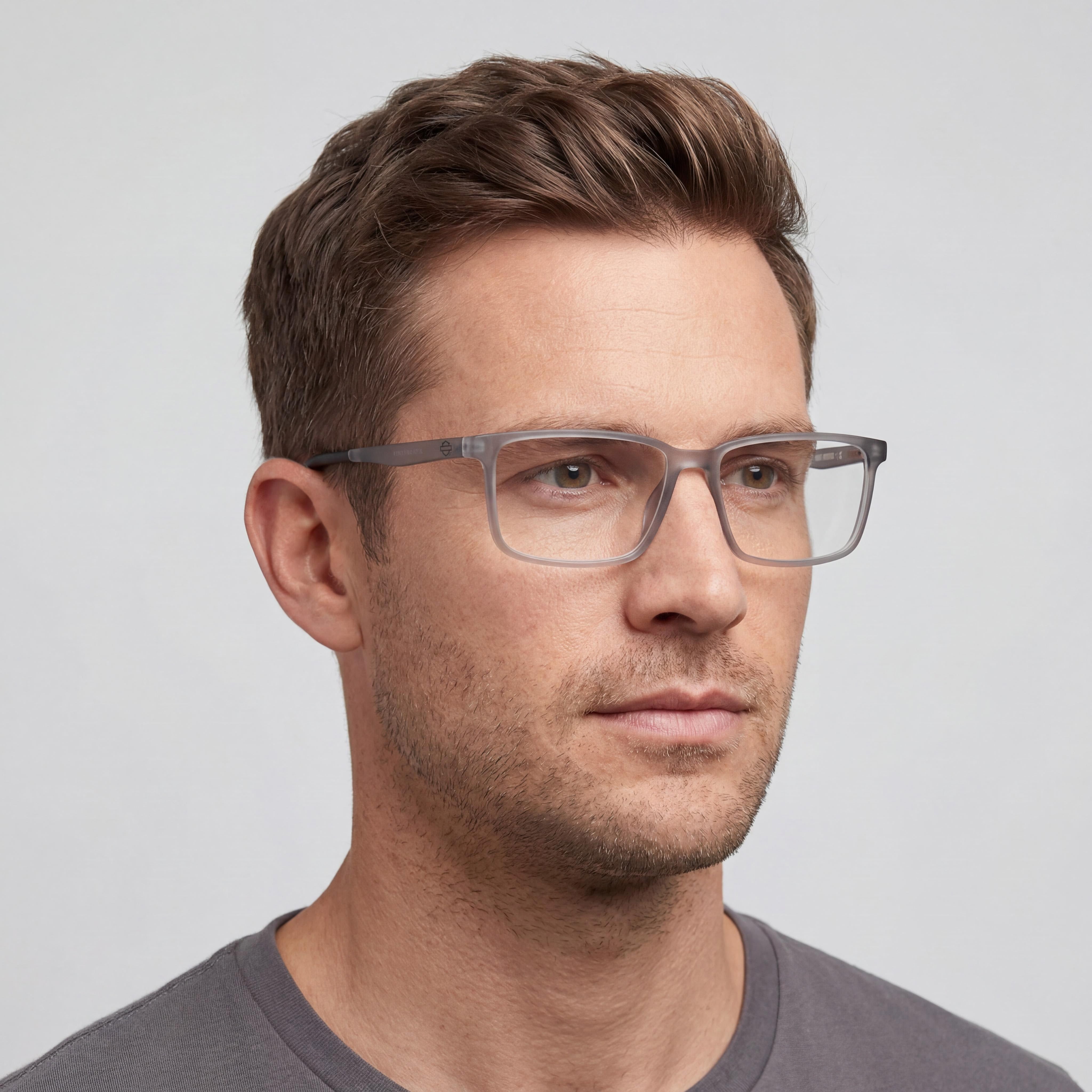Harley-Davidson Hd50021 Men's Matte Grey Injected Ophthalmic, Multicoloured Polycarbonate 57mm Eyeglasses, Photo 4