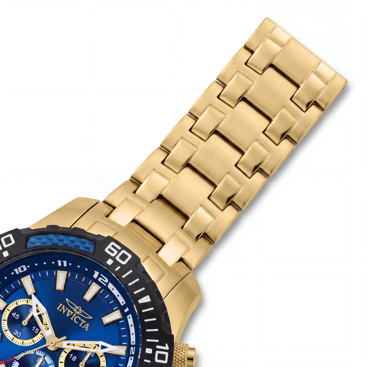 Invicta Pro Diver 24856 Reloj Cronógrafo de Pulsera para Hombre de Acero Inoxidable Tono Dorado con Esfera Azul 51mm, Photo 3