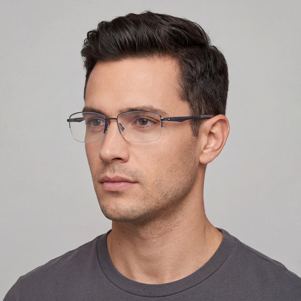 Gafas Harley-Davidson Rugged Modern de Metal Azul Mate para Hombre con Lentes de Policarbonato 55-18-145
