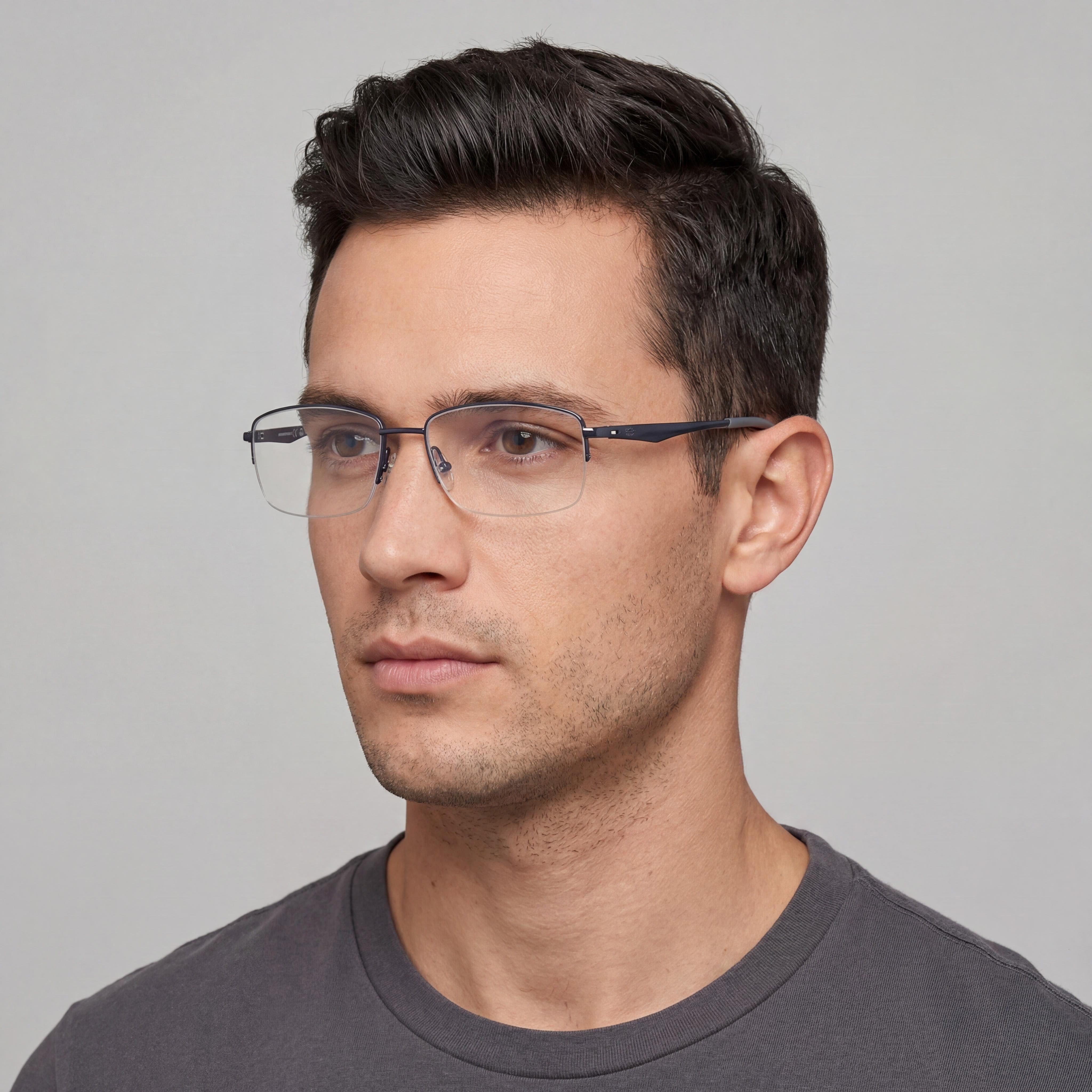 Harley-Davidson Rugged Modern Men's Metal Matte Blue Eyeglasses with Polycarbonate Lenses 55-18-145, Photo 3