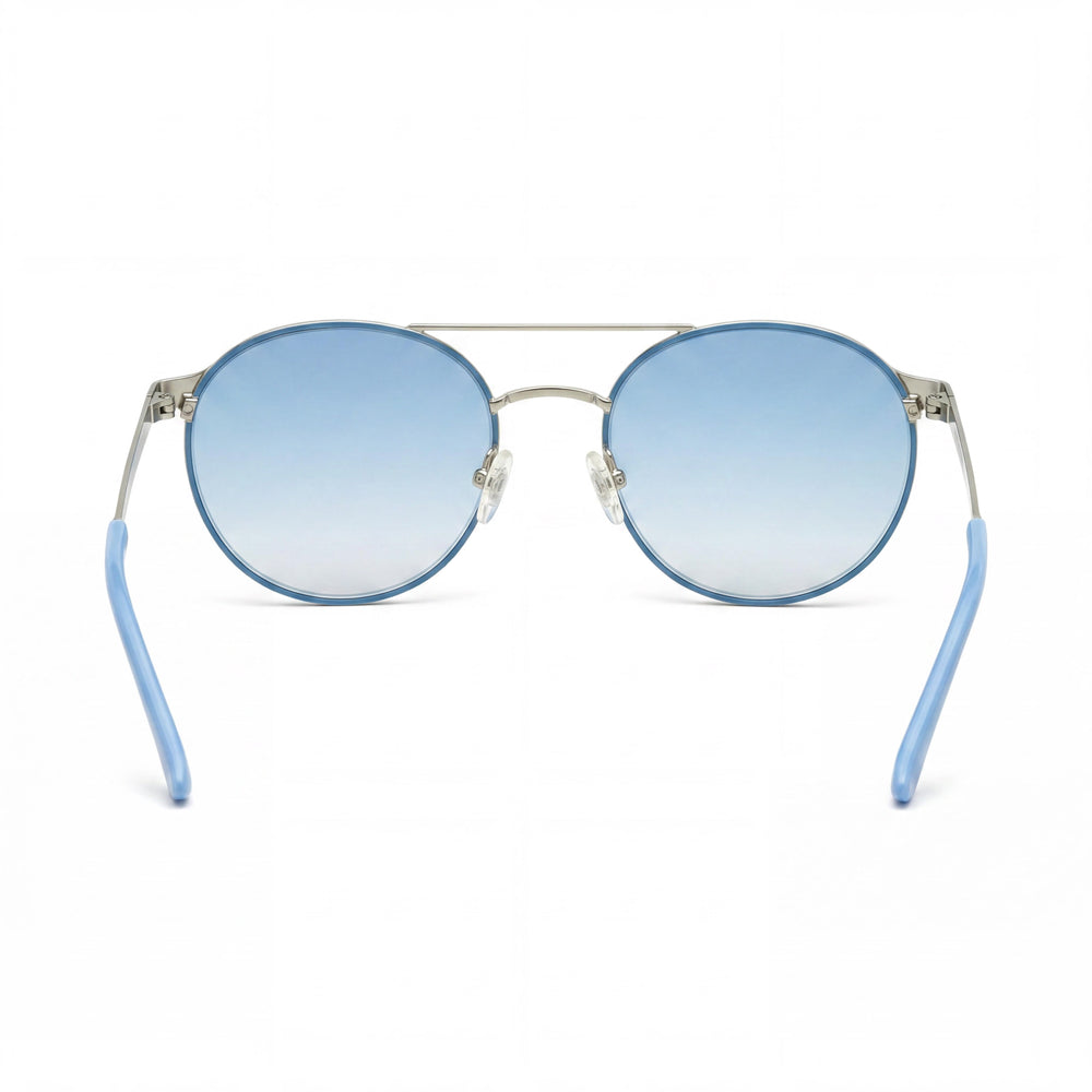 Gafas de sol Guess Gu3023 para mujer, con montura metálica redonda antirreflejos en azul claro y azul espejado, lentes de espejo azules de 52 mm