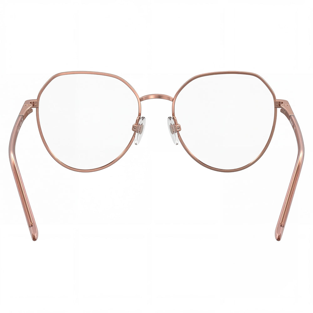 Montura óptica Love Moschino Logo Pill de metal dorado y cobre para mujer, 54 mm - Lentes transparentes de demostración, aptas para prescripción médica