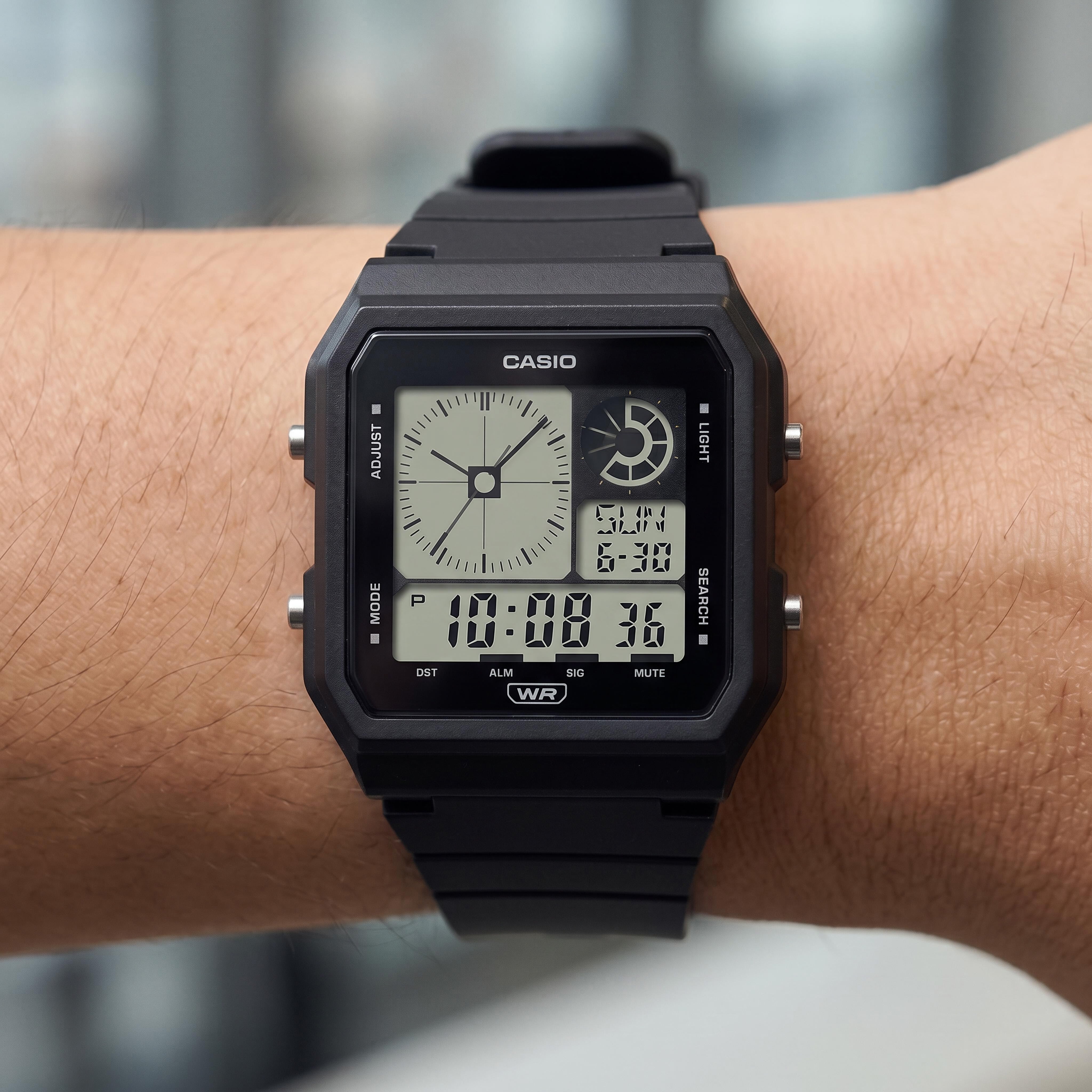 Casio LF-20W-1ACF Unisex Black Bio-Based Resin Band World Time, LED Illumination, Stopwatch, 5 Alarms Watch, Photo 4