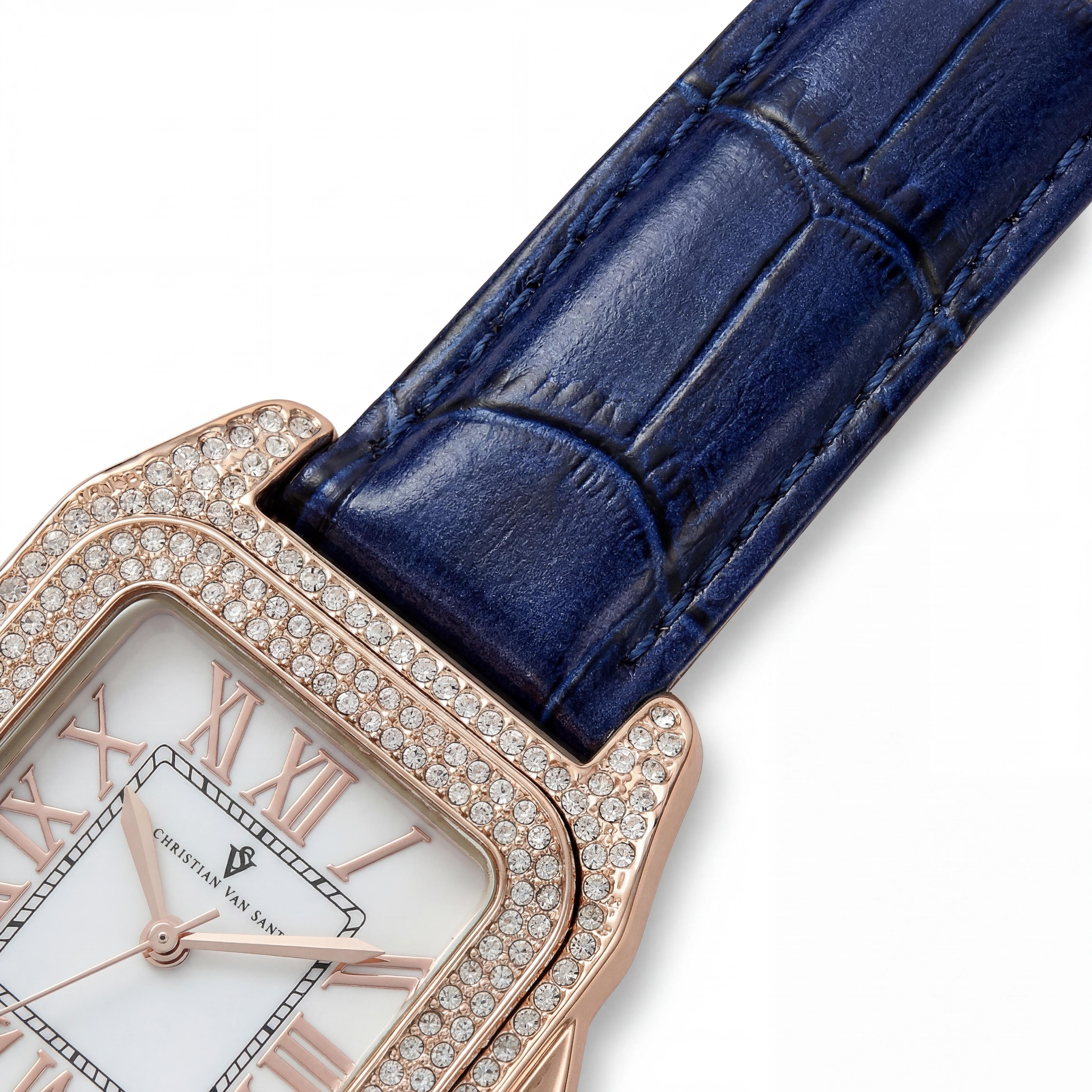 Christian Van Sant CV4428 Women's Quartz Movement Watch, White Case, Stainless Steel Back, Crystals on Bezel, Photo 3