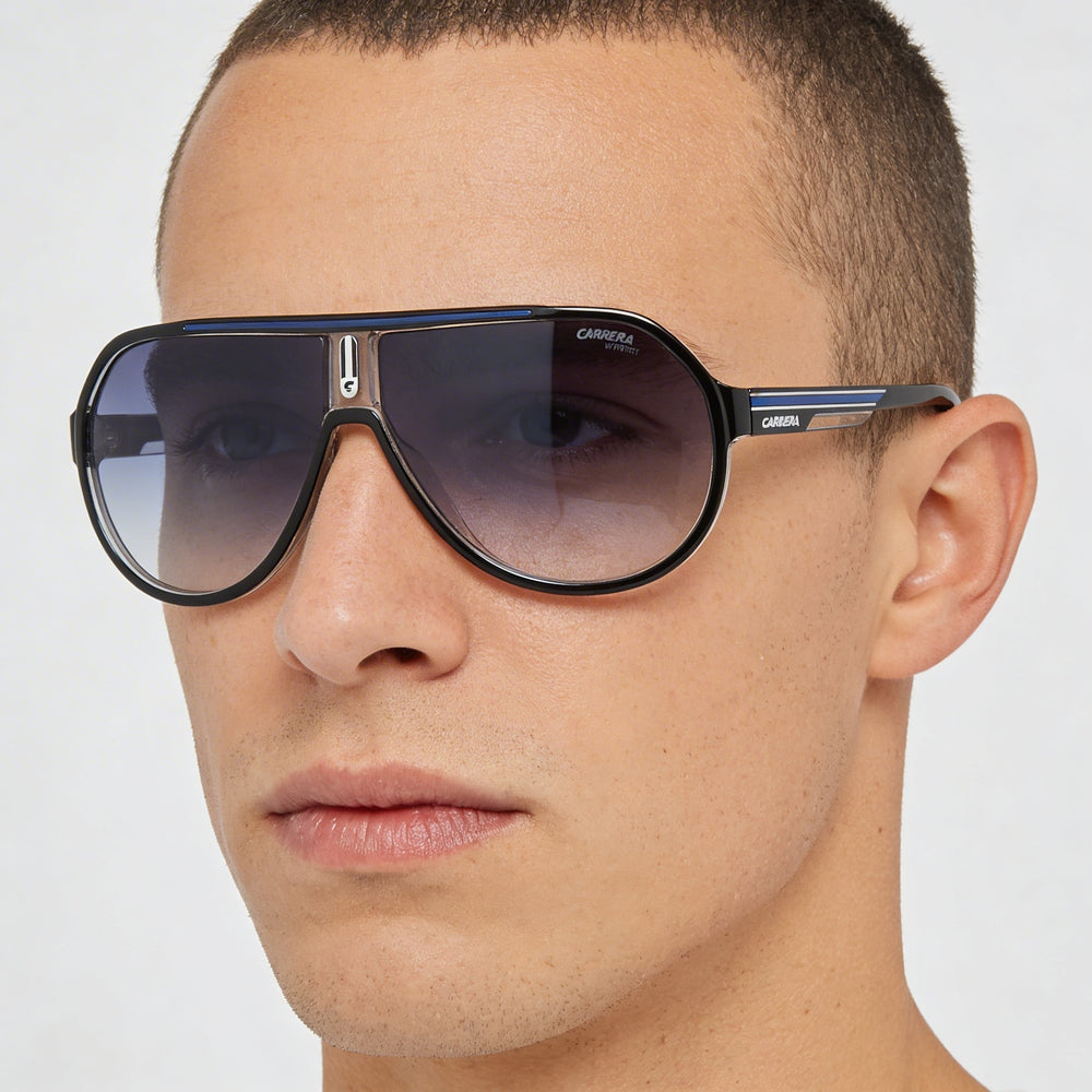 Carrera Casual Men's Acetate Frame Non-Polarized DK Blue Shaded Polycarbonate Lens Sunglasses 64-11-135