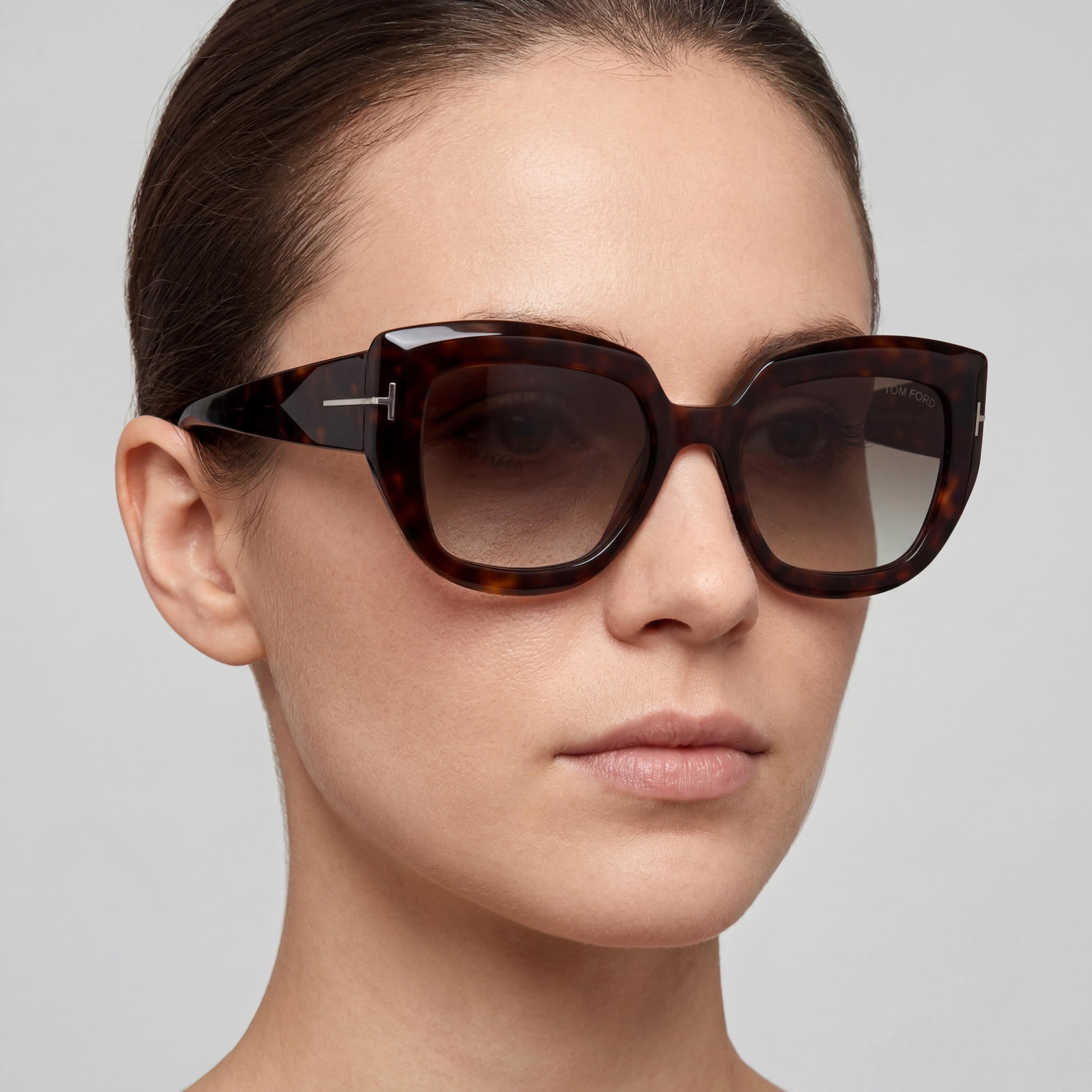 Tom Ford Butterfly Unisex Dark Havana Tortoise Frame Smoke Lenses 53mm Sunglasses, Photo 5
