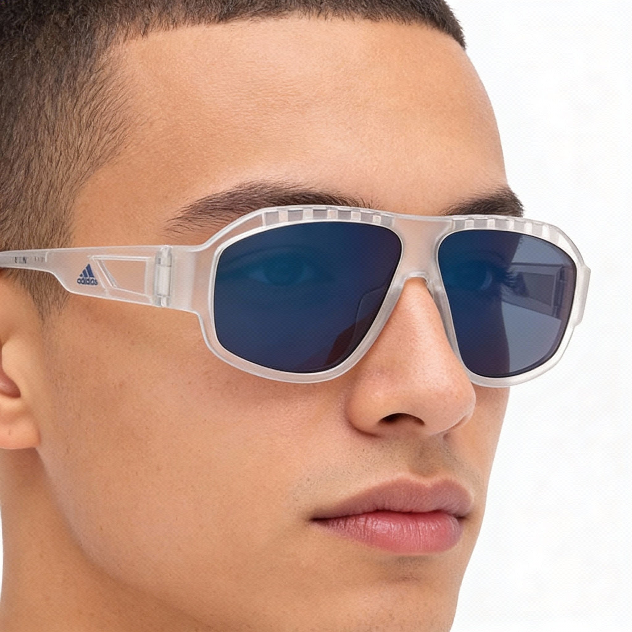 Gafas de sol Adidas Contemporary unisex con montura de plástico transparente, sin polarizar, con protección UV y espejo azul de 62 mm, Photo 4