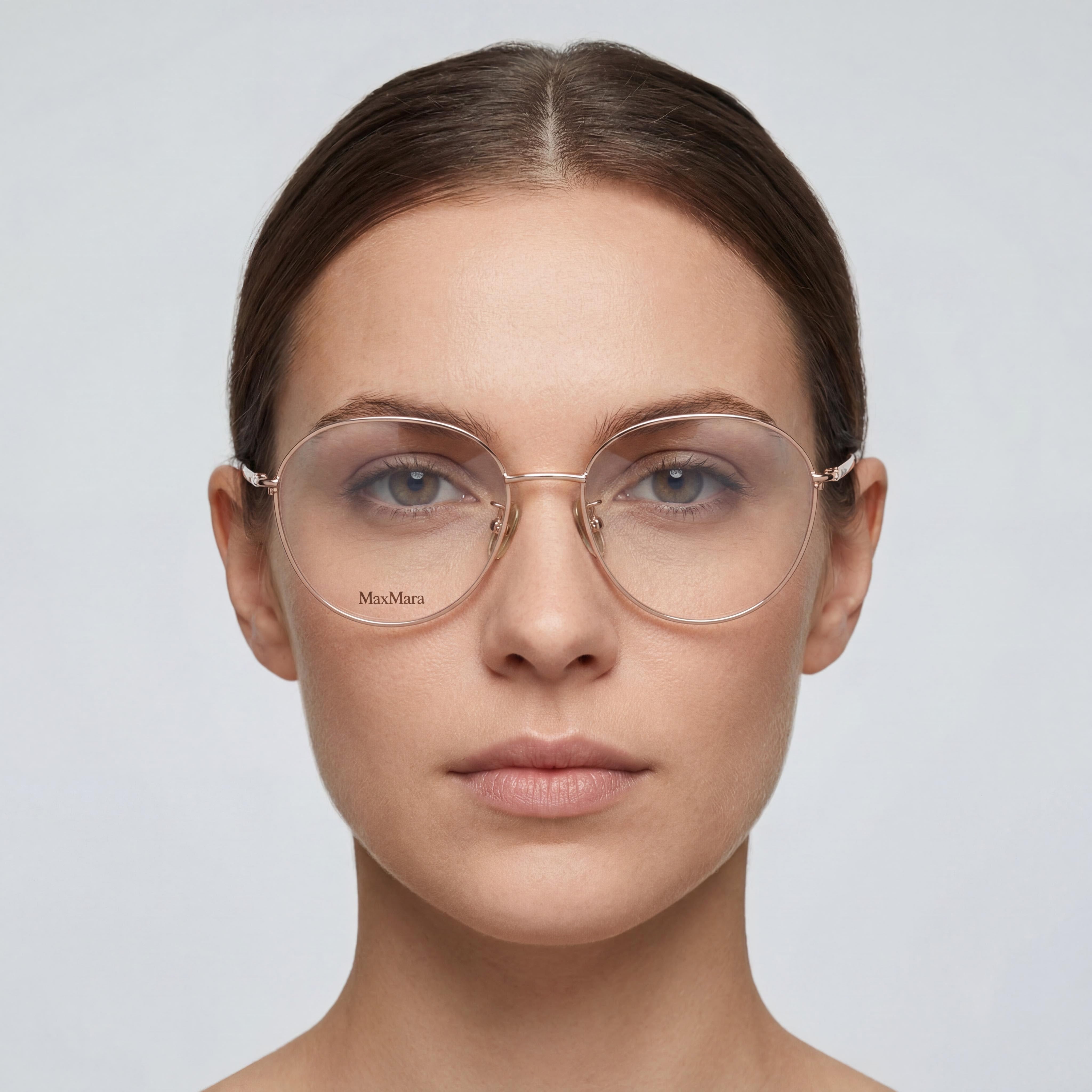 Gafas de mujer MaxMara MM5099-H estilo casual con montura metálica de color oro rosado y rosa de 54mm, Photo 3