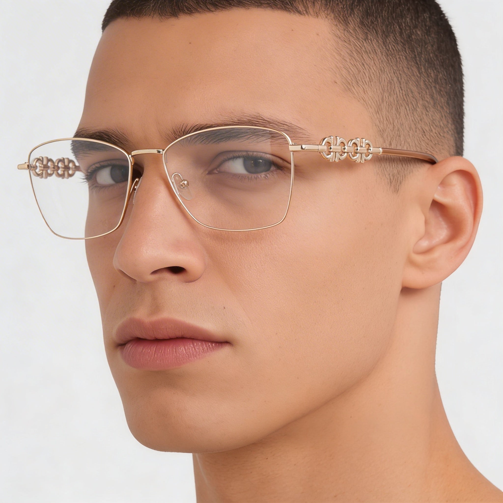 Gafas de sol no polarizadas para hombre Salvatore Ferragamo Modern SF2218 con montura de acetato color oro rosa, 54 mm, Photo 3