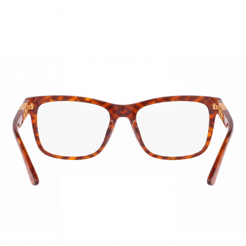 Versace Unisex Eyeglasses, Havana Monogram Print Plastic Frame, Lens Width 55mm, Bridge 17mm, Temple 145mm