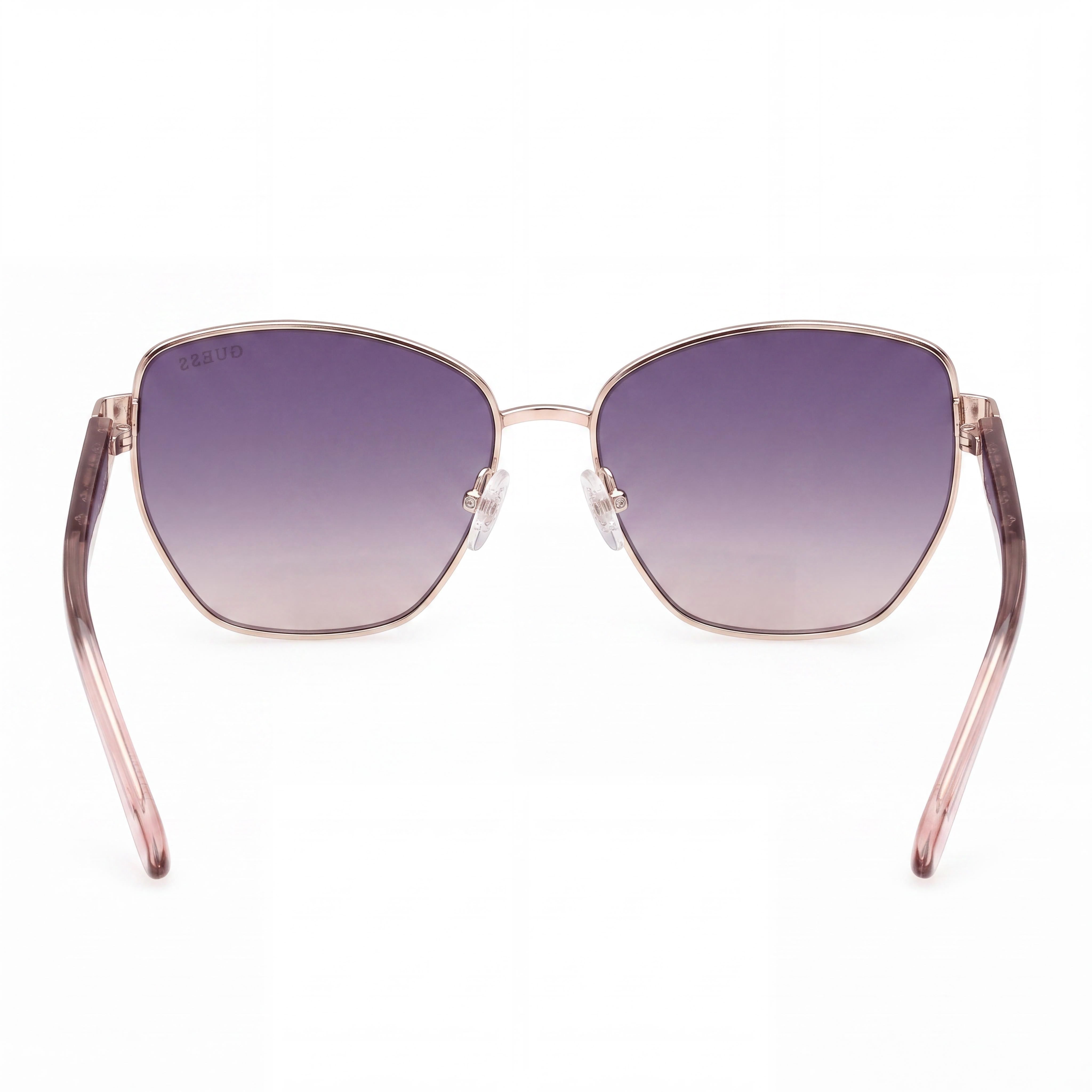 GUESS Gafas de sol casuales para mujer, de metal gris con lentes morados con protección UV, 56 mm, Photo 3