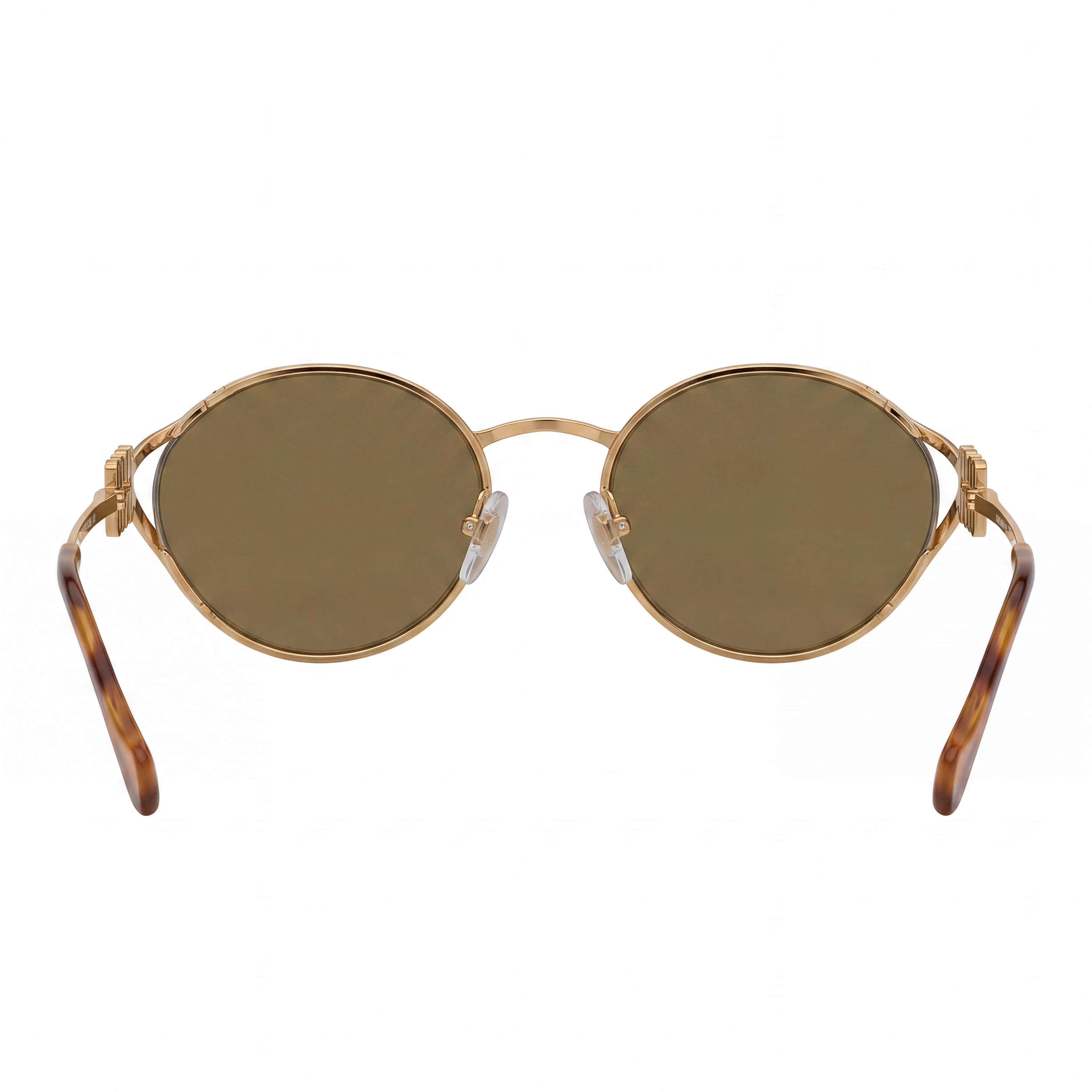 Miu Miu Classic Women's Multicoloured Metal Oval Sunglasses with Dark Brown Lenses, 54mm Lens Width, Photo 4