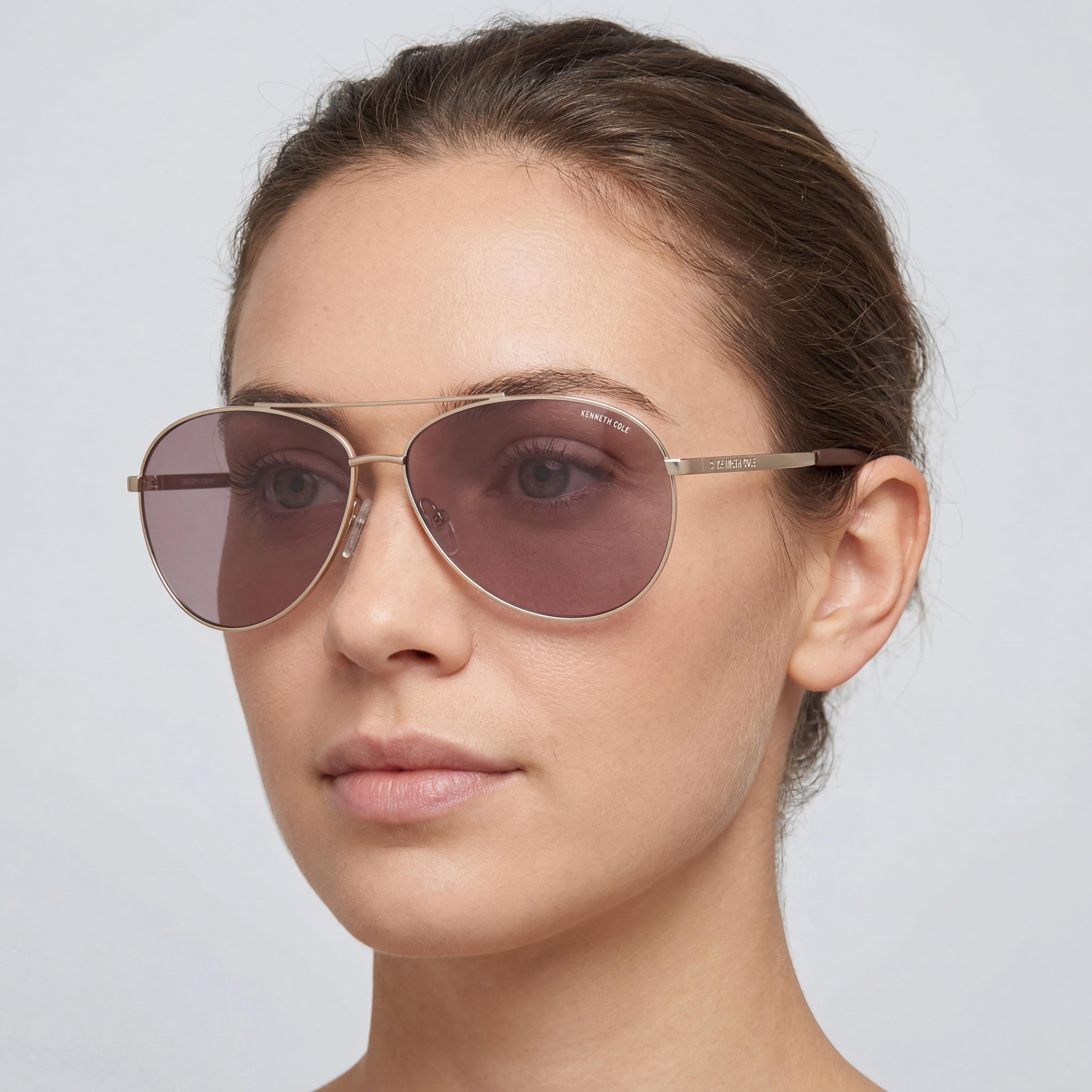 Kenneth Cole New York Kc6333g Women's Gold Brown Mirror Metal Frame Mirrored UV Protection Sunglasses 63mm, Photo 5