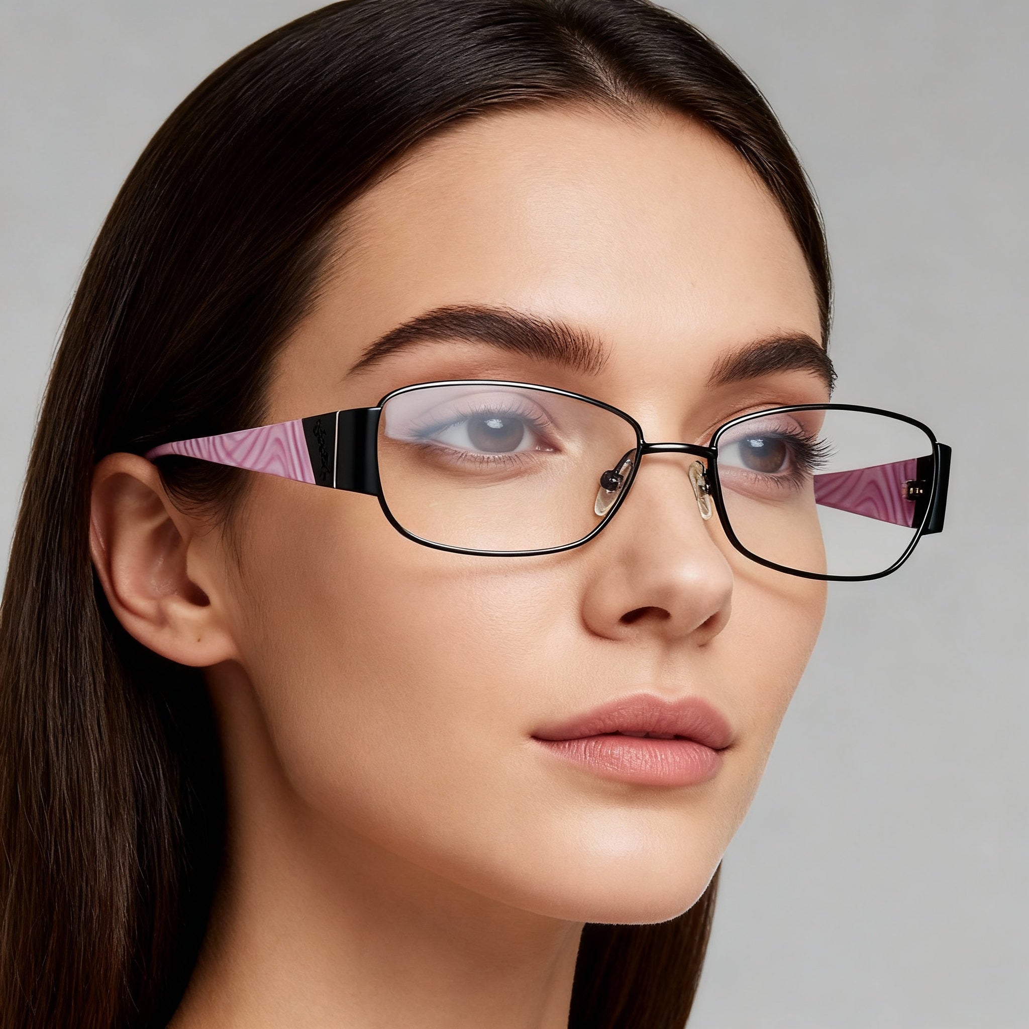 GUESS GU2307 52B84 Women's Rectangle Metal Optical Eyeglasses, Black Pink, 52-15-140mm, Photo 3