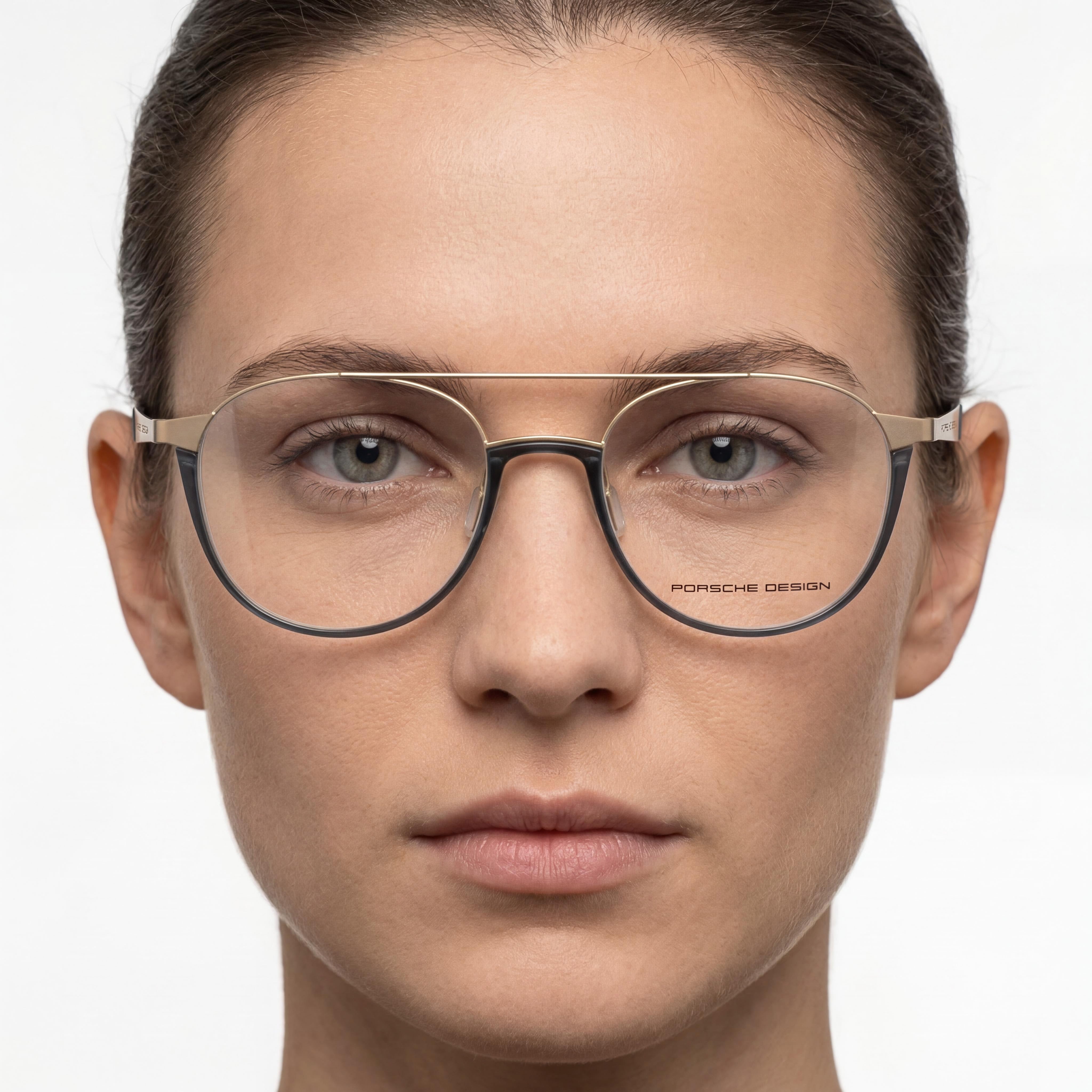Porsche P8389 Modern Unisex Metal Frame Optical Eyeglasses, Light Gold Blue, Lens 52mm Bridge 18mm Temple 140mm, Photo 5