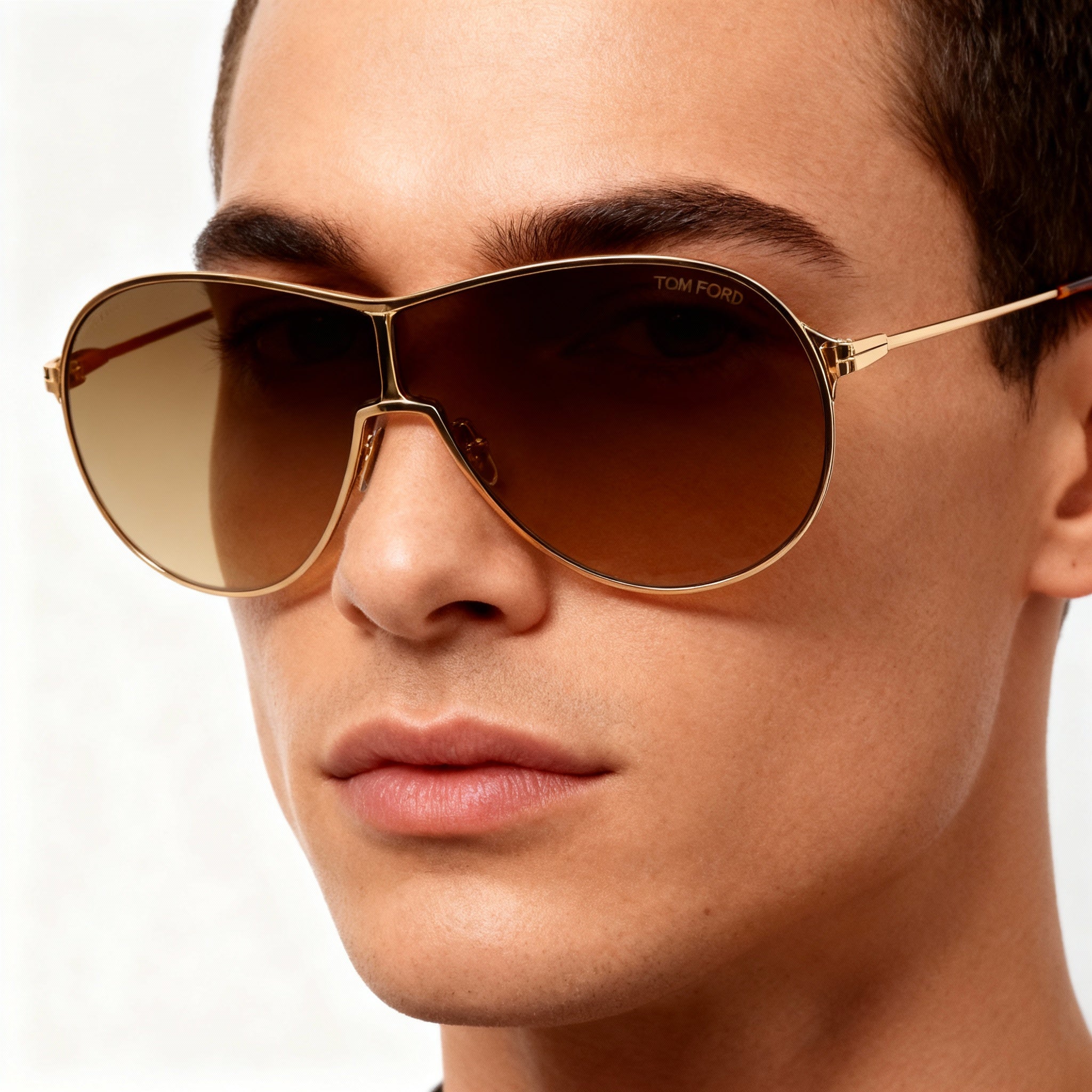 Tom Ford Classic Unisex Gold Frame Polarized Sunglasses with Shiny Deep Gold Gradient Roviex Lenses, Photo 5