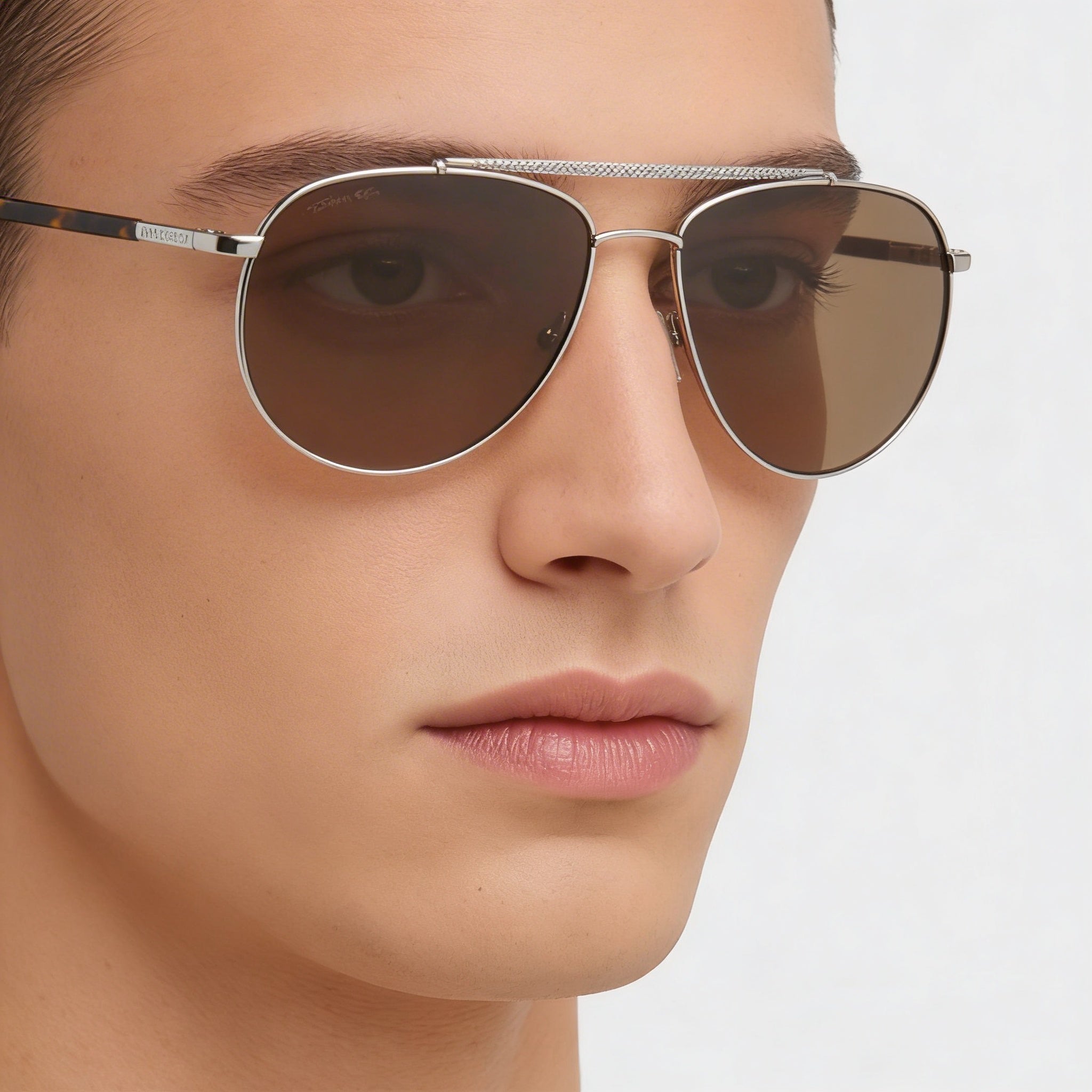 Gafas de sol clásicas unisex Lacoste con montura metálica color bronce y lentes marrones con protección UV de 57 mm, Photo 5