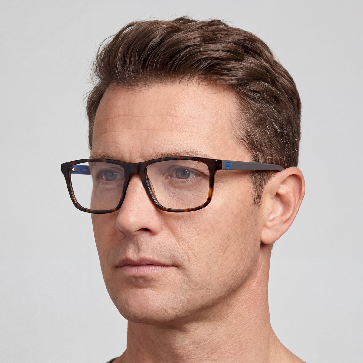 GUESS Men's Gu50130 Plastic Dark Havana Matte Dark Brown Multicoloured Non-Polarized Frames 55-16-145, Photo 3