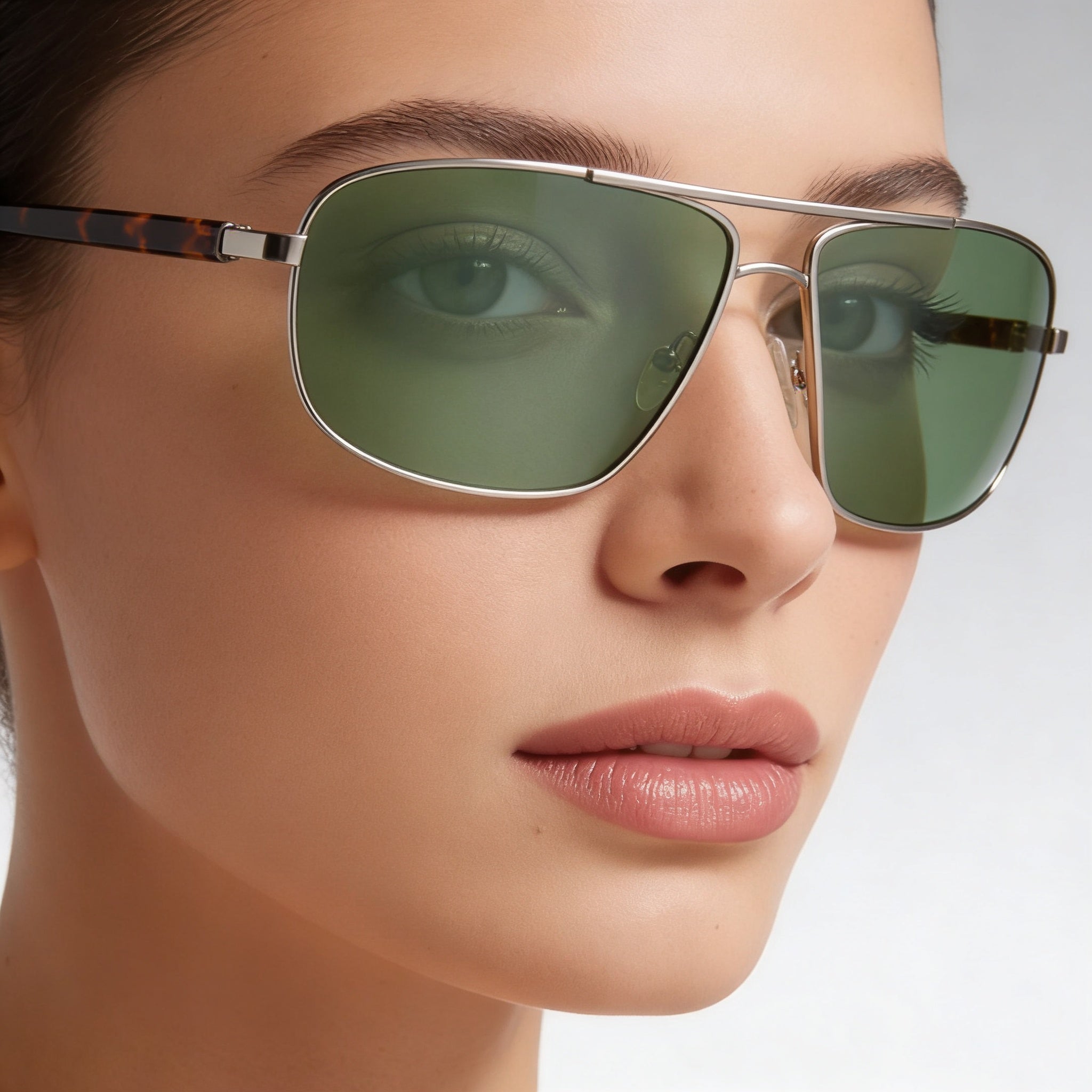 Gafas de sol GUESS Gf0232 para mujer, montura verde níquel-estaño claro mate, lentes verdes, protección UV, patillas de 145 mm, Photo 5