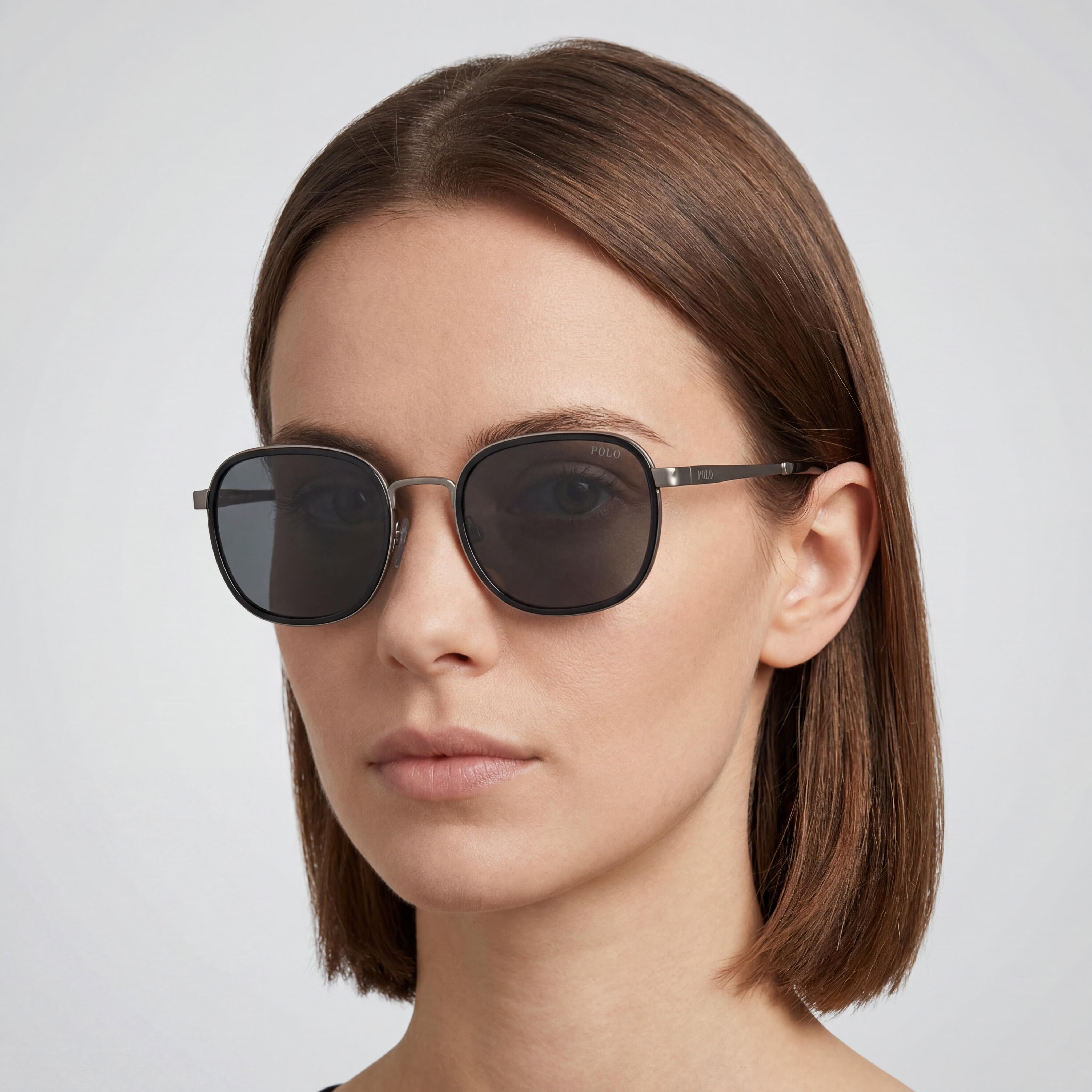 POLO RALPH LAUREN Ph3151 Women's Metal Frame Sunglasses, Black Gunmetal Dark Grey, Dark Grey Lenses with UV Protection, 54mm, Photo 4
