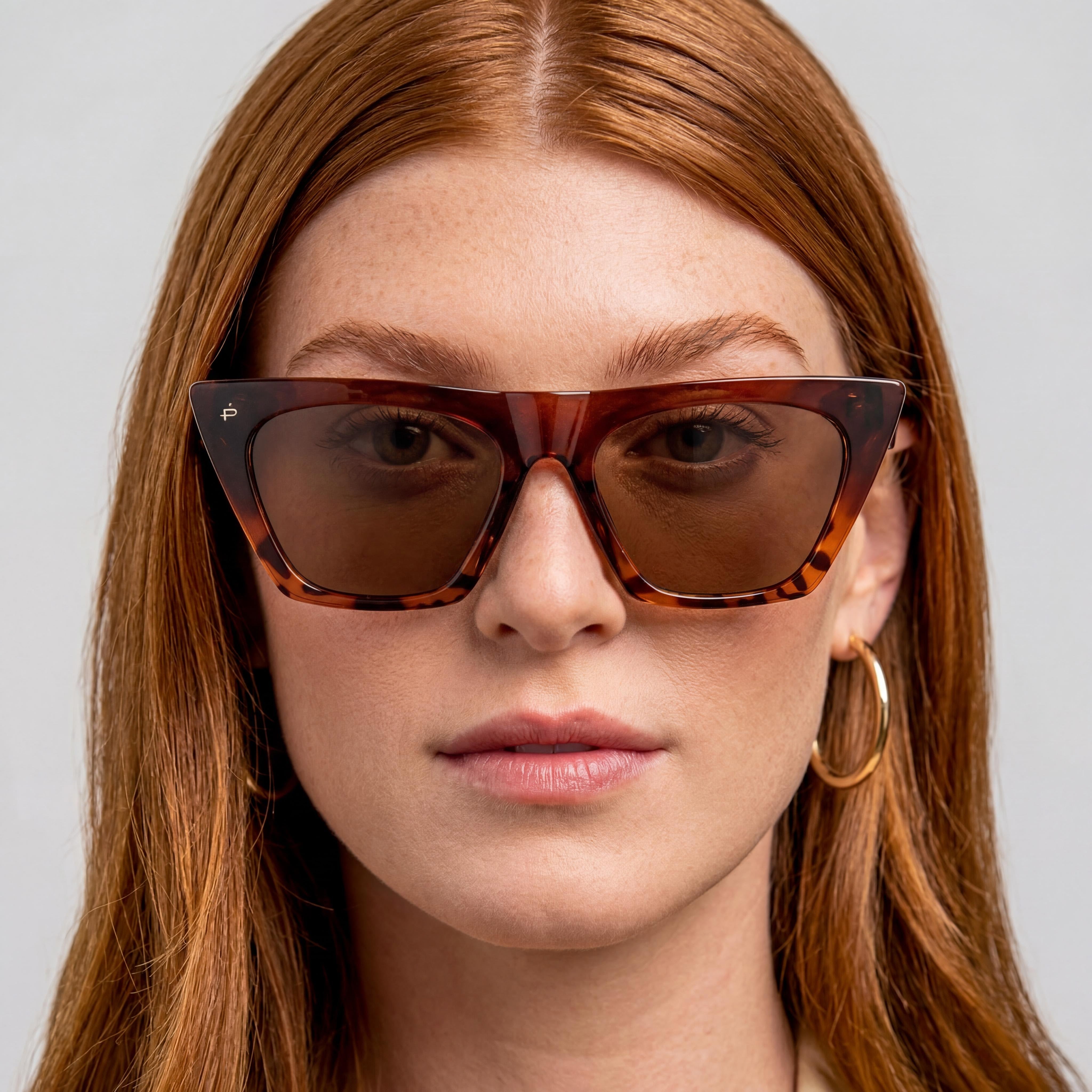 PRIVÉ REVAUX Gafas de sol modernas de mujer con montura de ojo de gato, montura de propionato color carey chocolate, lentes marrones Haven, protección UV, 51 mm, Photo 5