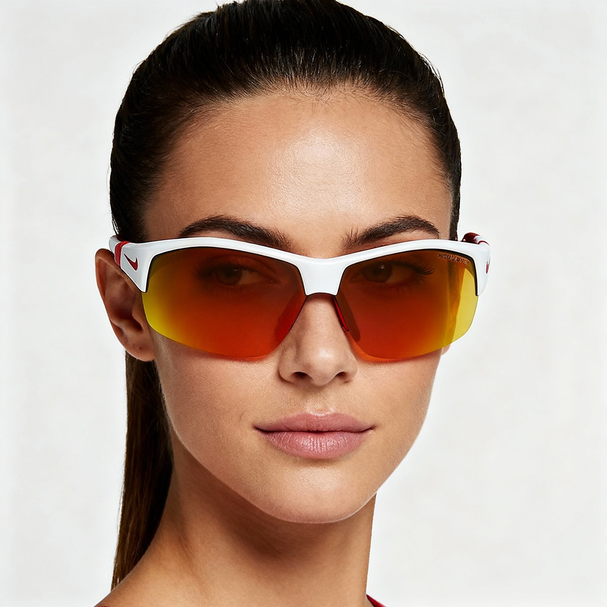 Nike Modern Women's Non-Polarized Nylon Frame Sunglasses, White/Grey Red Mirror, 70-11-135, Photo 3