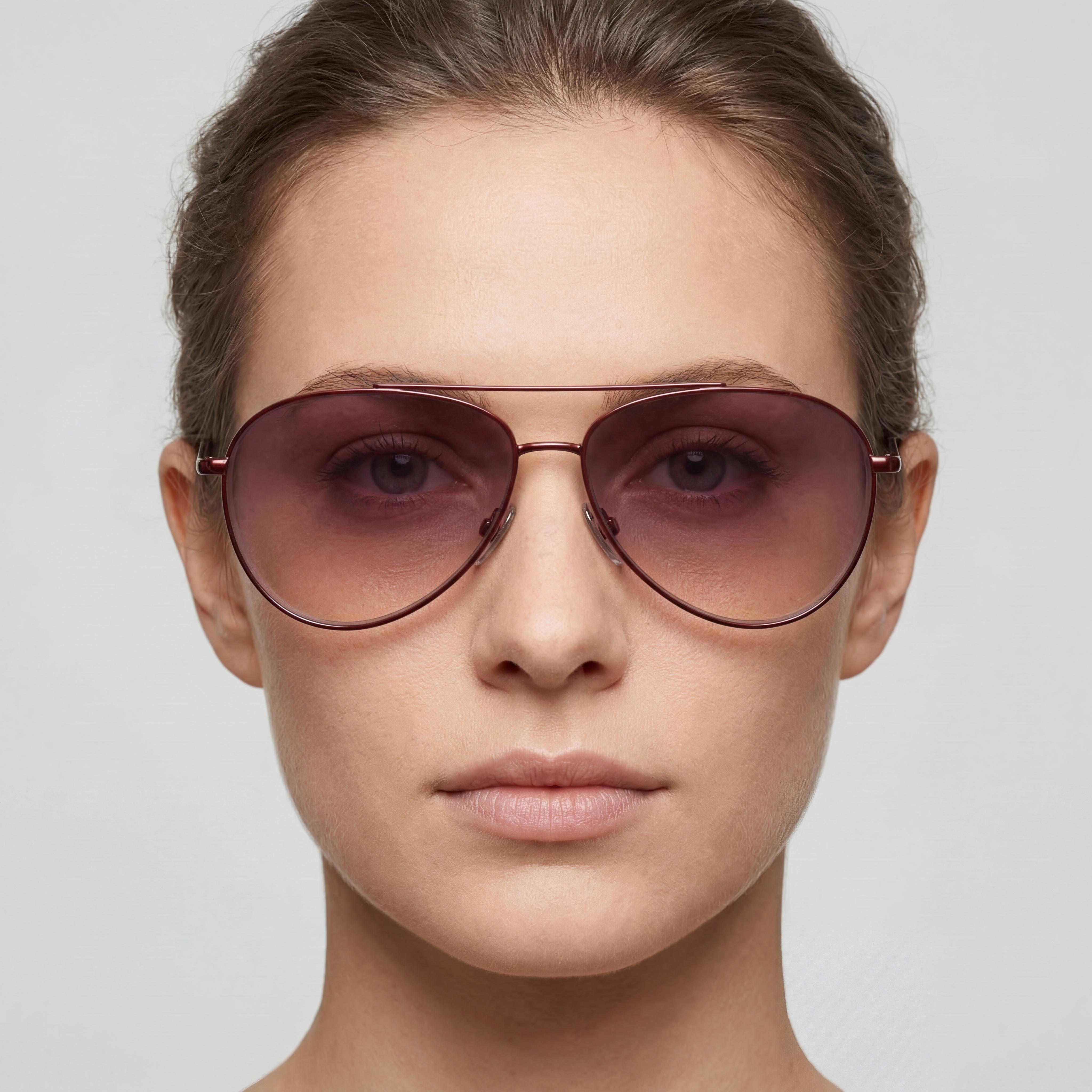 Gafas de sol Isabel Marant casual para mujer con montura metálica, rojo vino con espejo dorado en lentes sombreadas burdeos 60-14-145, Photo 5
