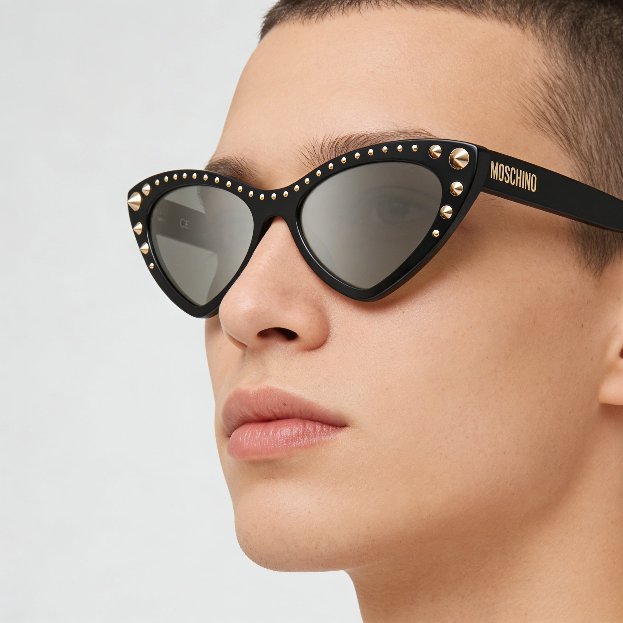 Moschino Classic Unisex Cateye Tortoise Frame Black Grey Dark Blue Shaded Lenses UV Protection Non-Polarized 53mm, Photo 4