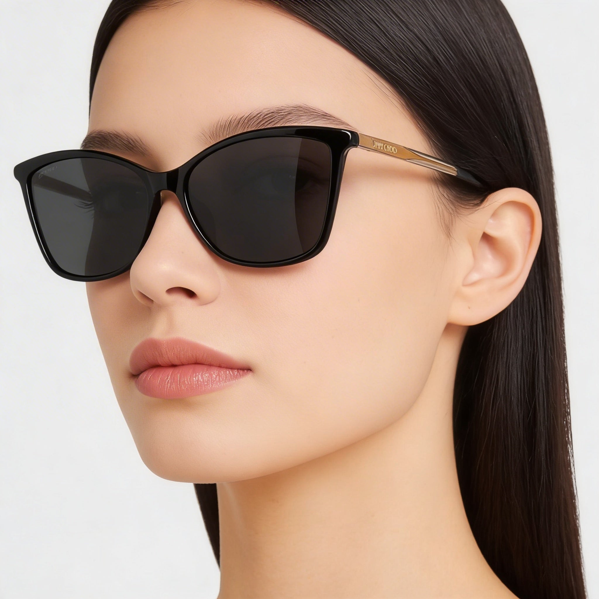 Jimmy Choo Casual Women's Sunglasses, Black Acetate Frame, Black Lenses, UV Protection, 56mm, Photo 4