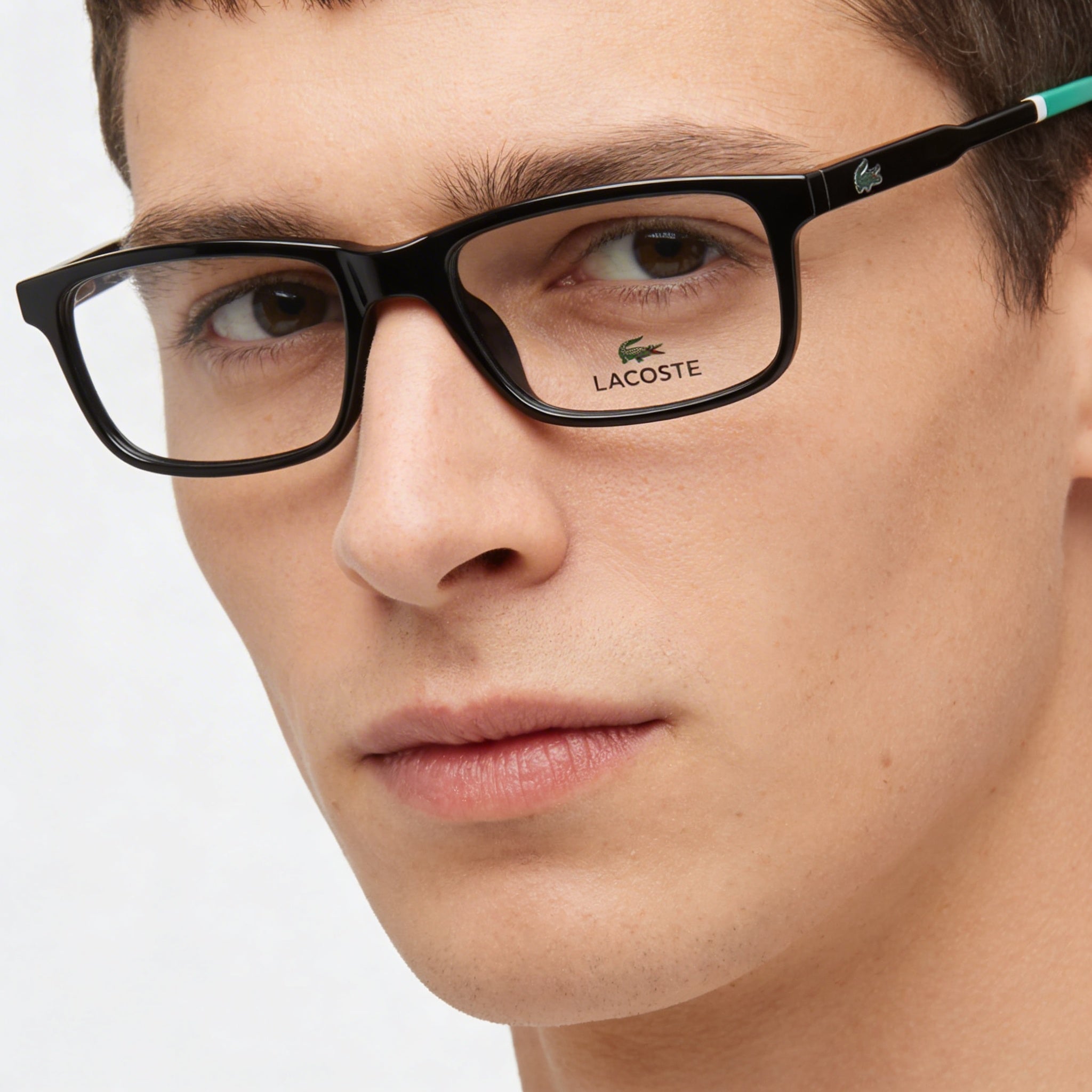 Gafas modernas para hombre Lacoste con montura de inyección negra, lentes de policarbonato, tamaño 49-16-140 mm, Photo 4