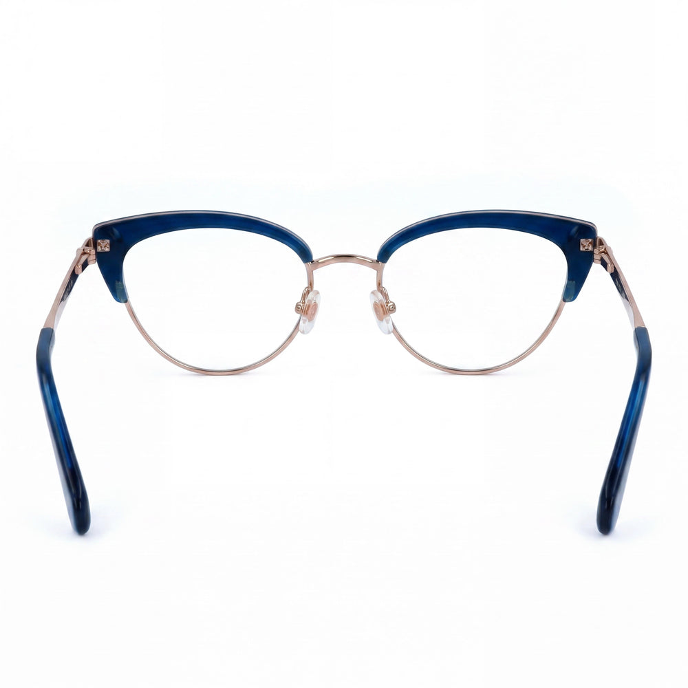 Gafas Kate Spade New York Jailyn con montura metálica de ojo de gato para mujer con lentes de policarbonato transparentes en azul dorado 50-18-39
