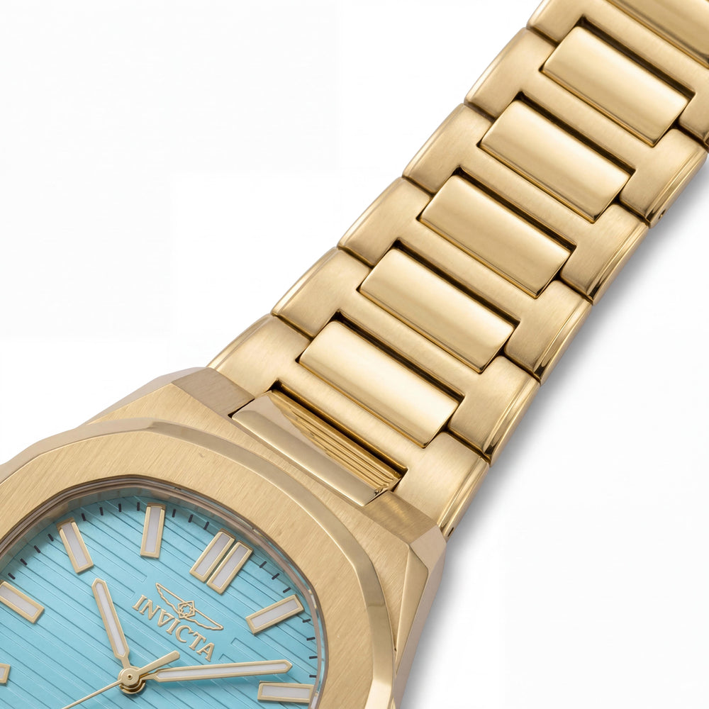 Invicta Speedway 48517 Reloj unisex de cuarzo con caja de acero inoxidable dorado y esfera azul, 41 mm