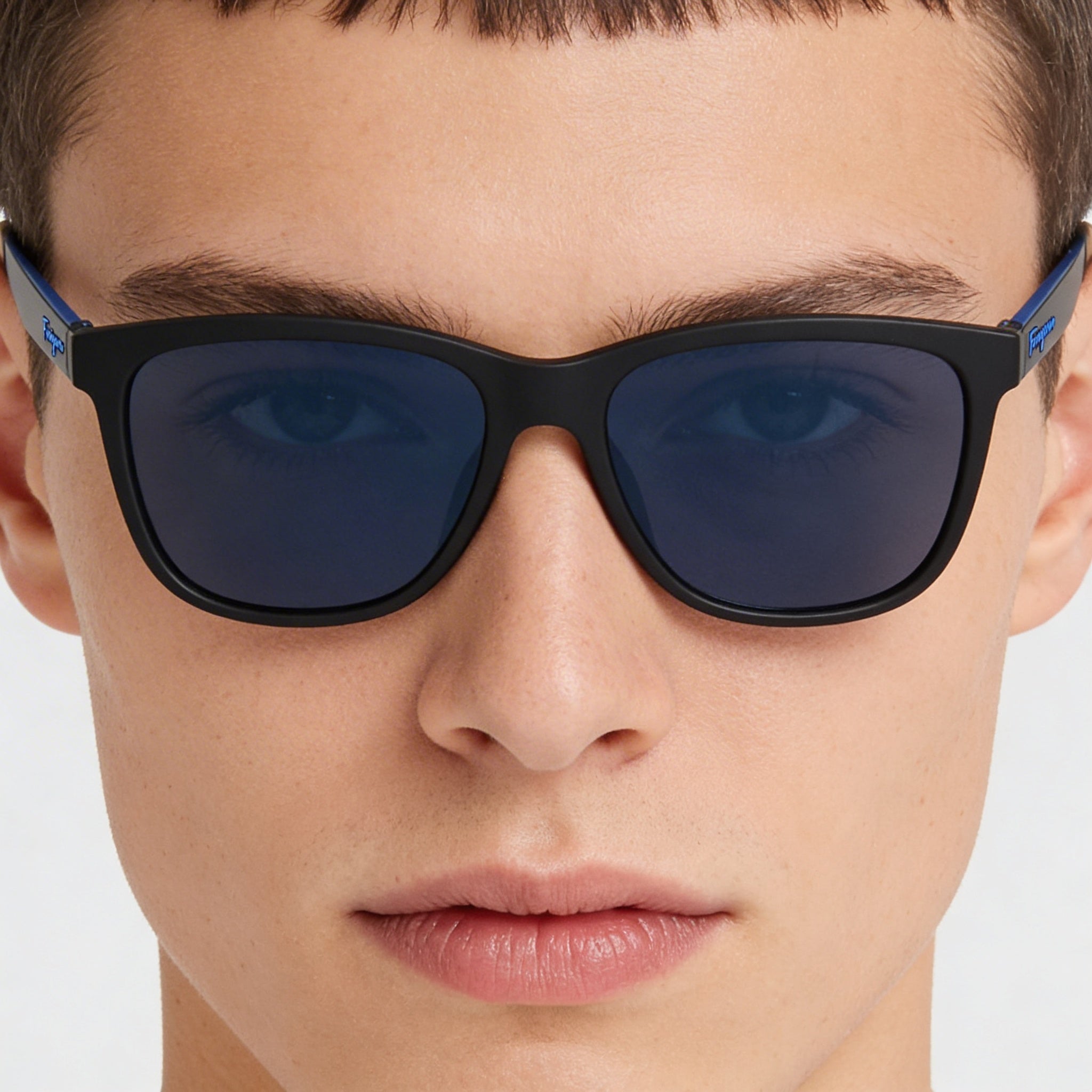 Gafas de sol unisex Salvatore Ferragamo SF998S, rectangulares modificadas, negras, azules y mate, 100 % UV, 57 mm, Photo 3